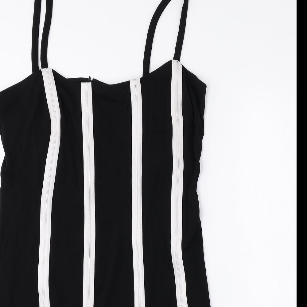 Joseph Ribkoff Womens Black Striped Rayon A-Line Size 16 Square Neck