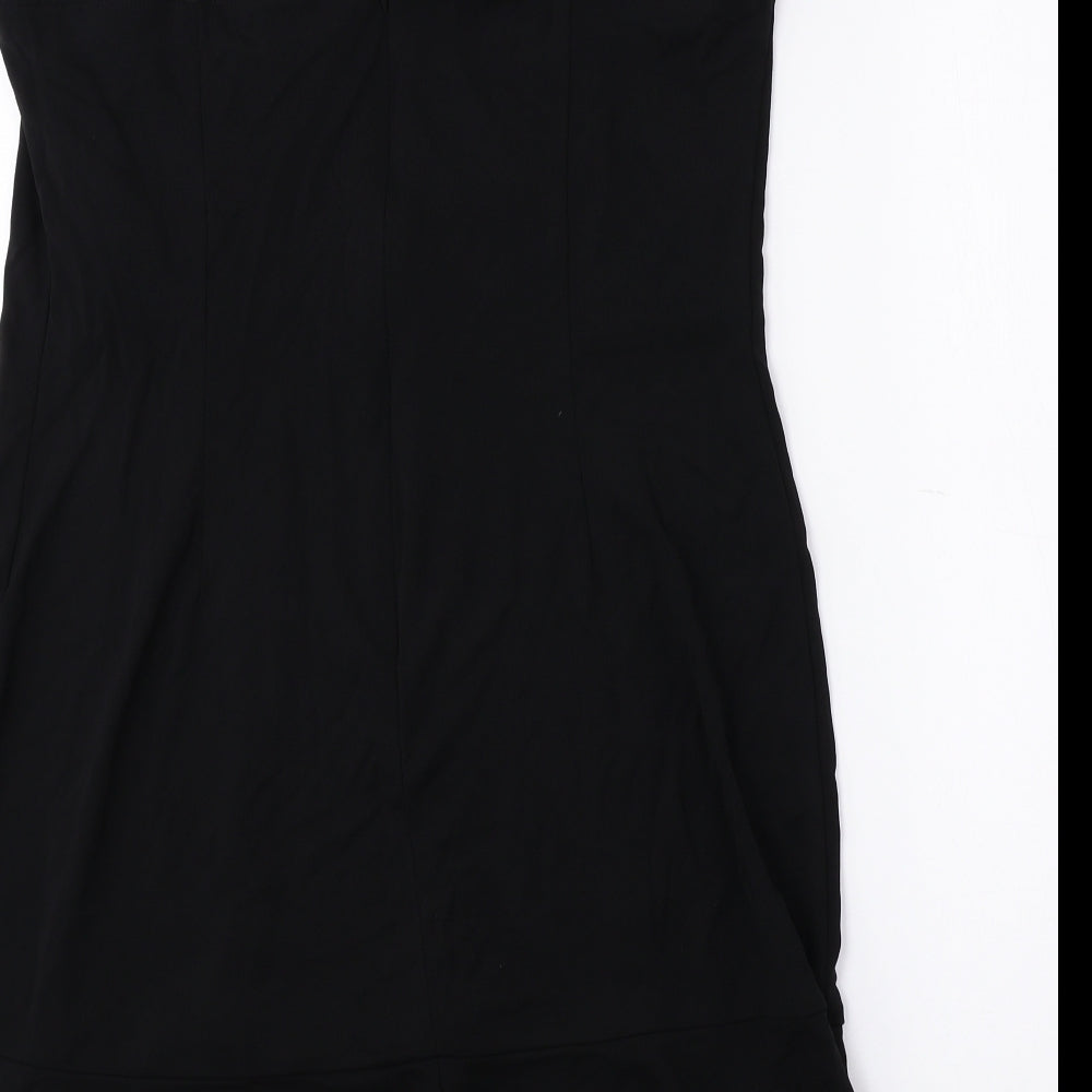 Joseph Ribkoff Womens Black Striped Rayon A-Line Size 16 Square Neck