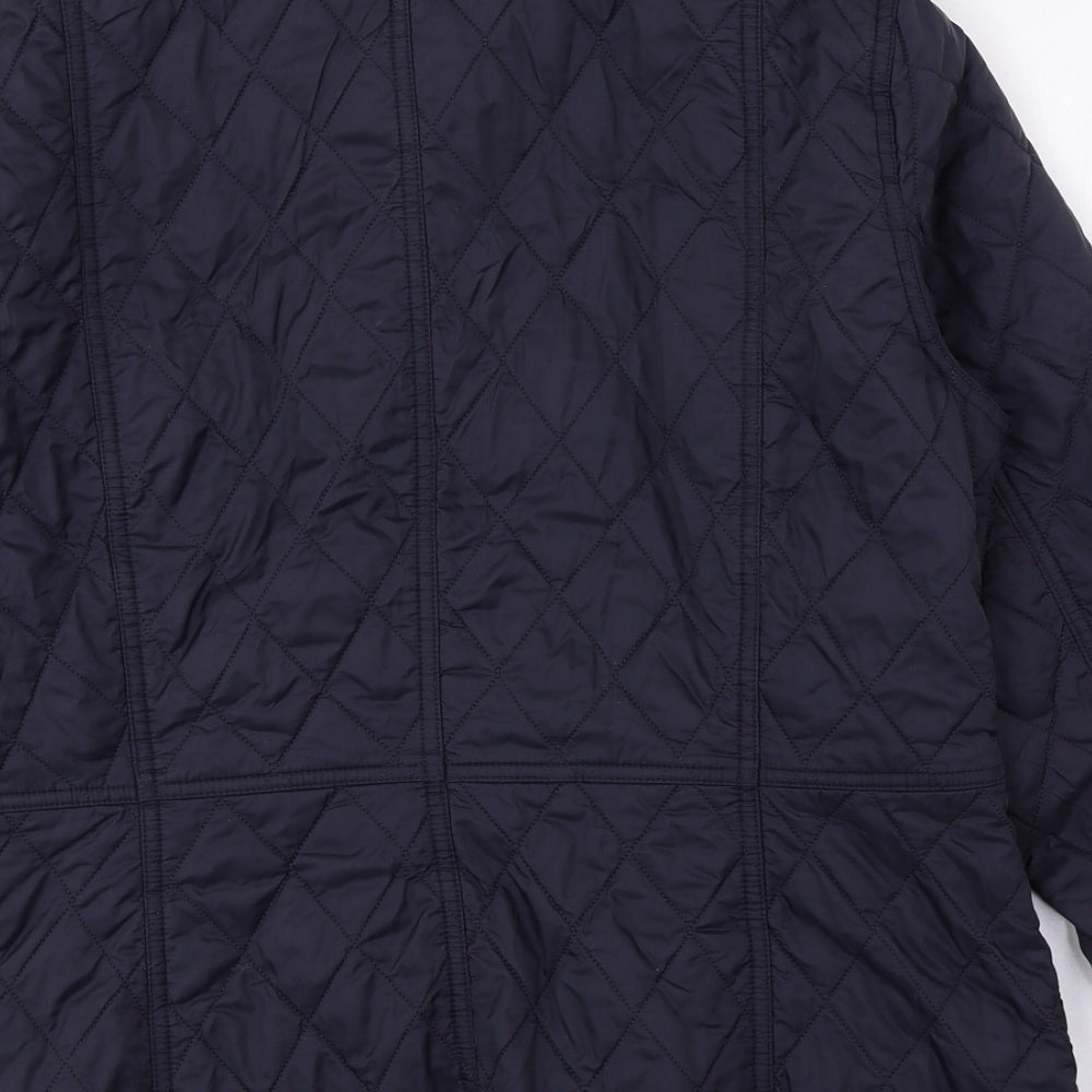 Barbour Womens Blue Quilted Coat Size 14 Snap