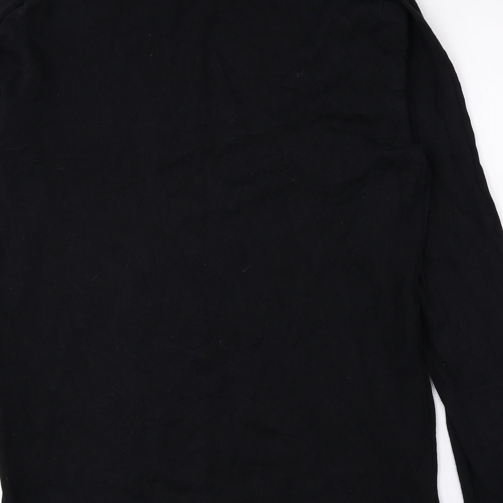 Topman Mens Black Cotton T-Shirt Size M Roll Neck