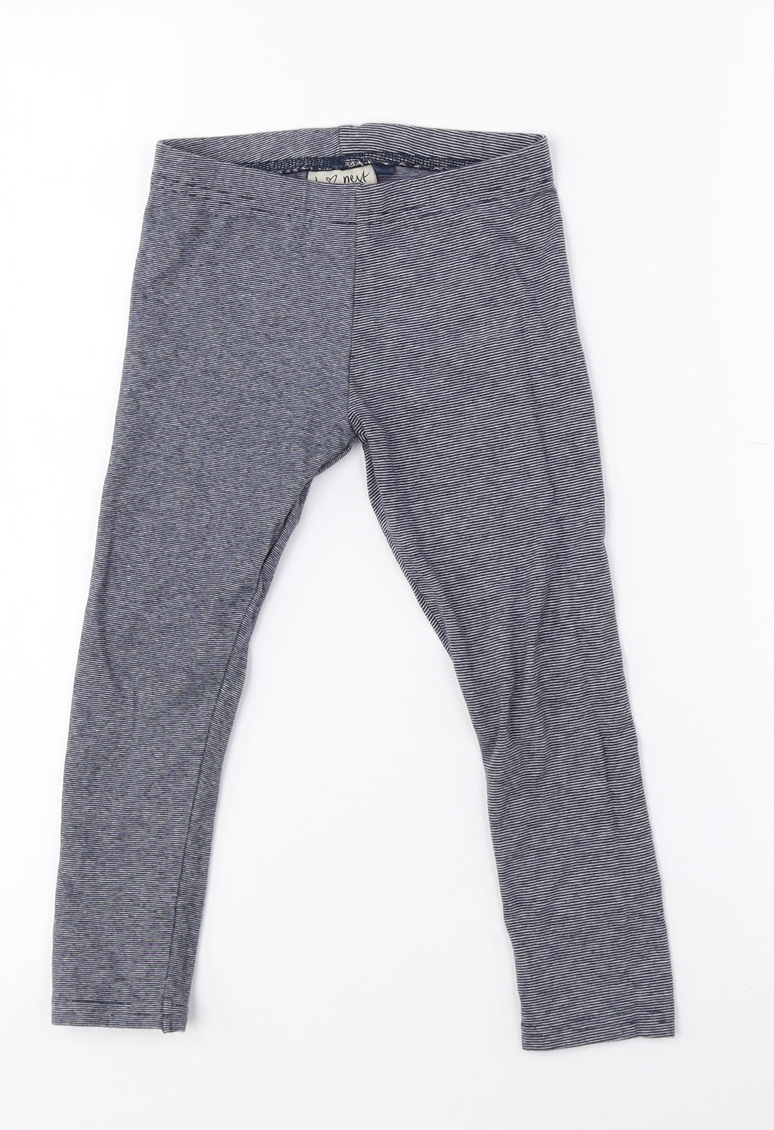 NEXT Girls Blue Striped Cotton Jegging Trousers Size 4 Years Regular - Palm Tree