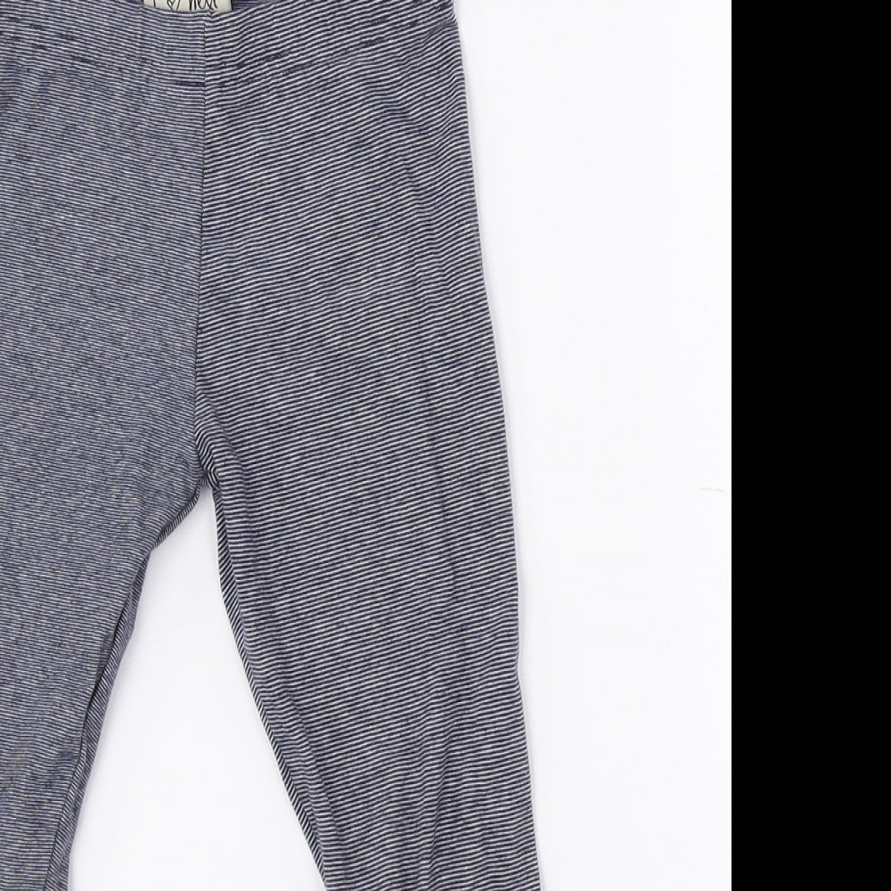 NEXT Girls Blue Striped Cotton Jegging Trousers Size 4 Years Regular - Palm Tree