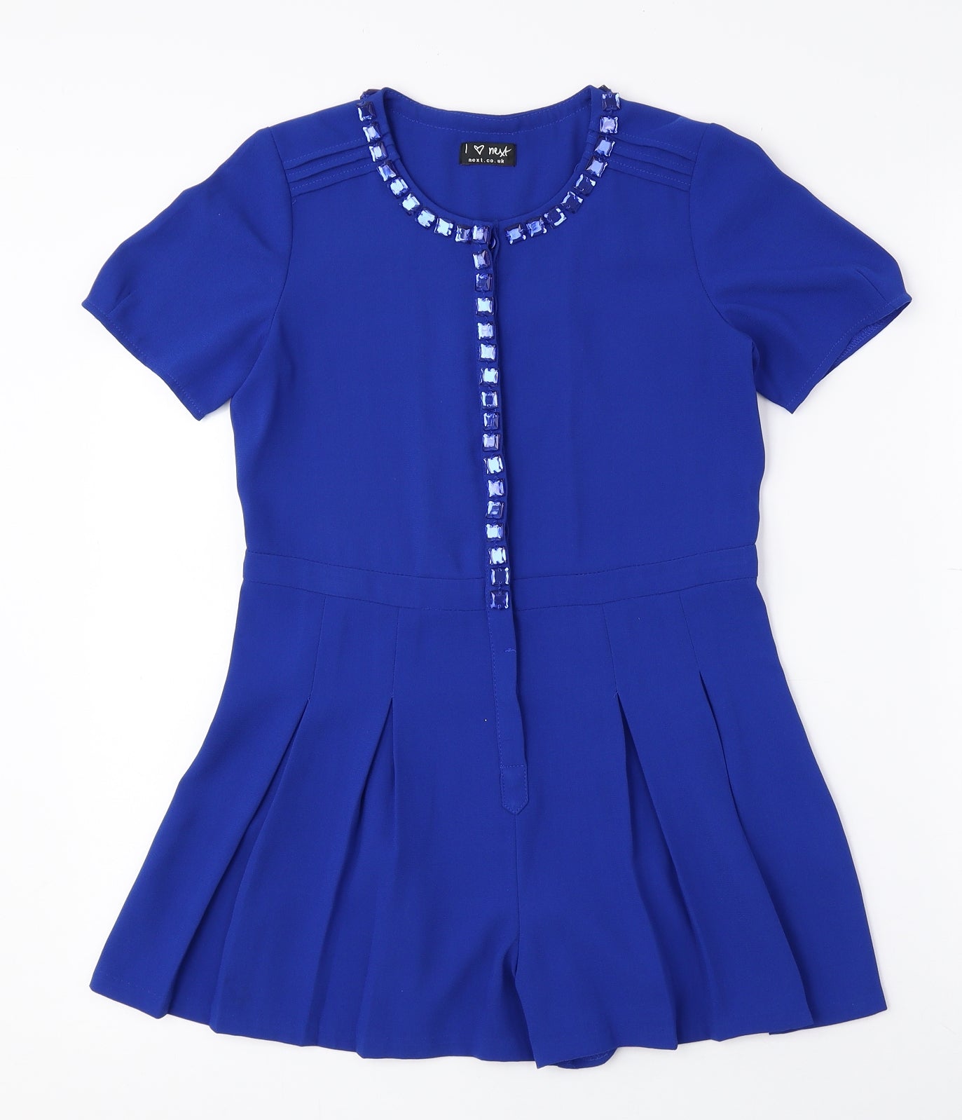 NEXT Girls Blue Polyester Playsuit One-Piece Size 10 Years Button - Chiffon