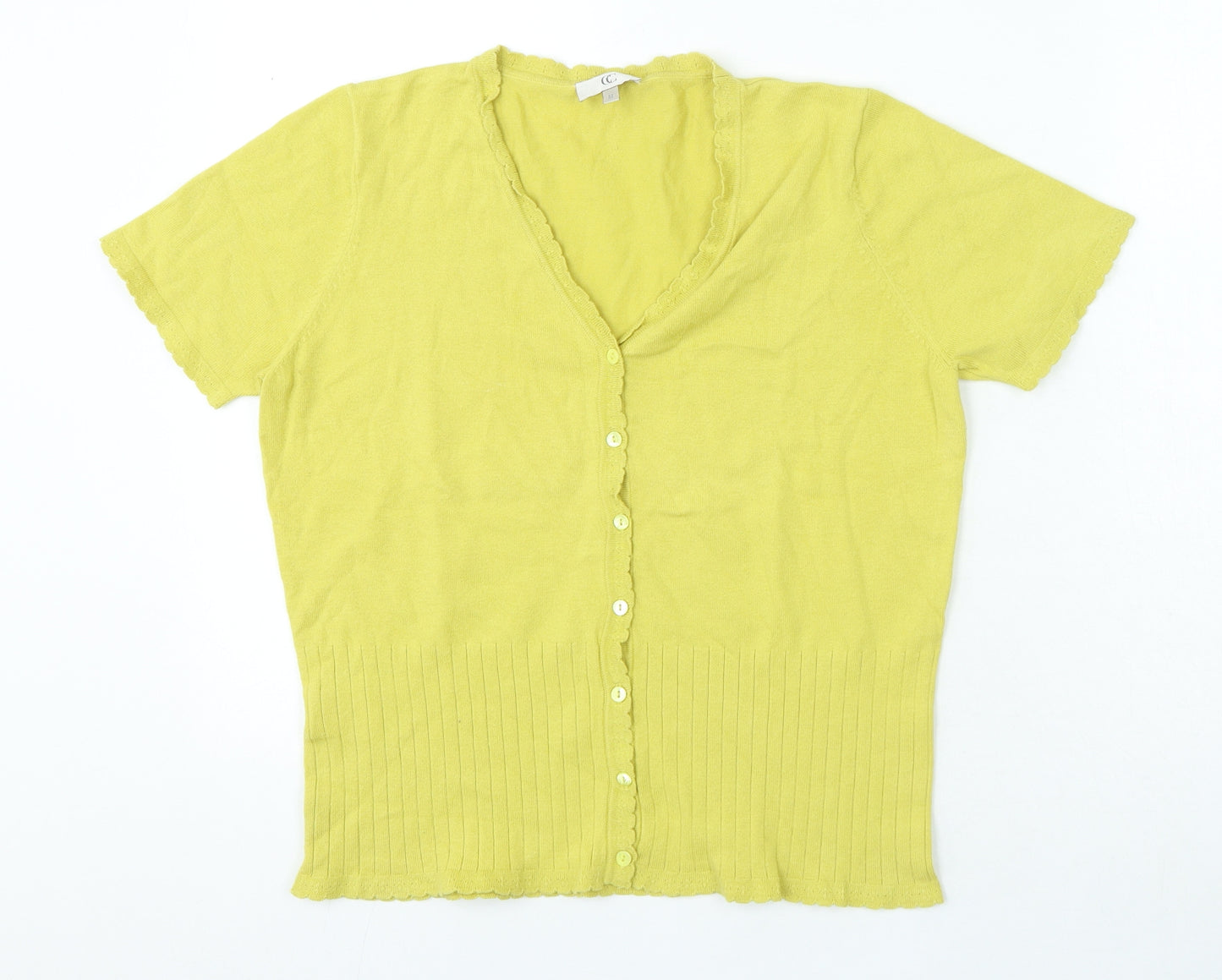 CC Womens Green Cotton Jersey T-Shirt Size M V-Neck