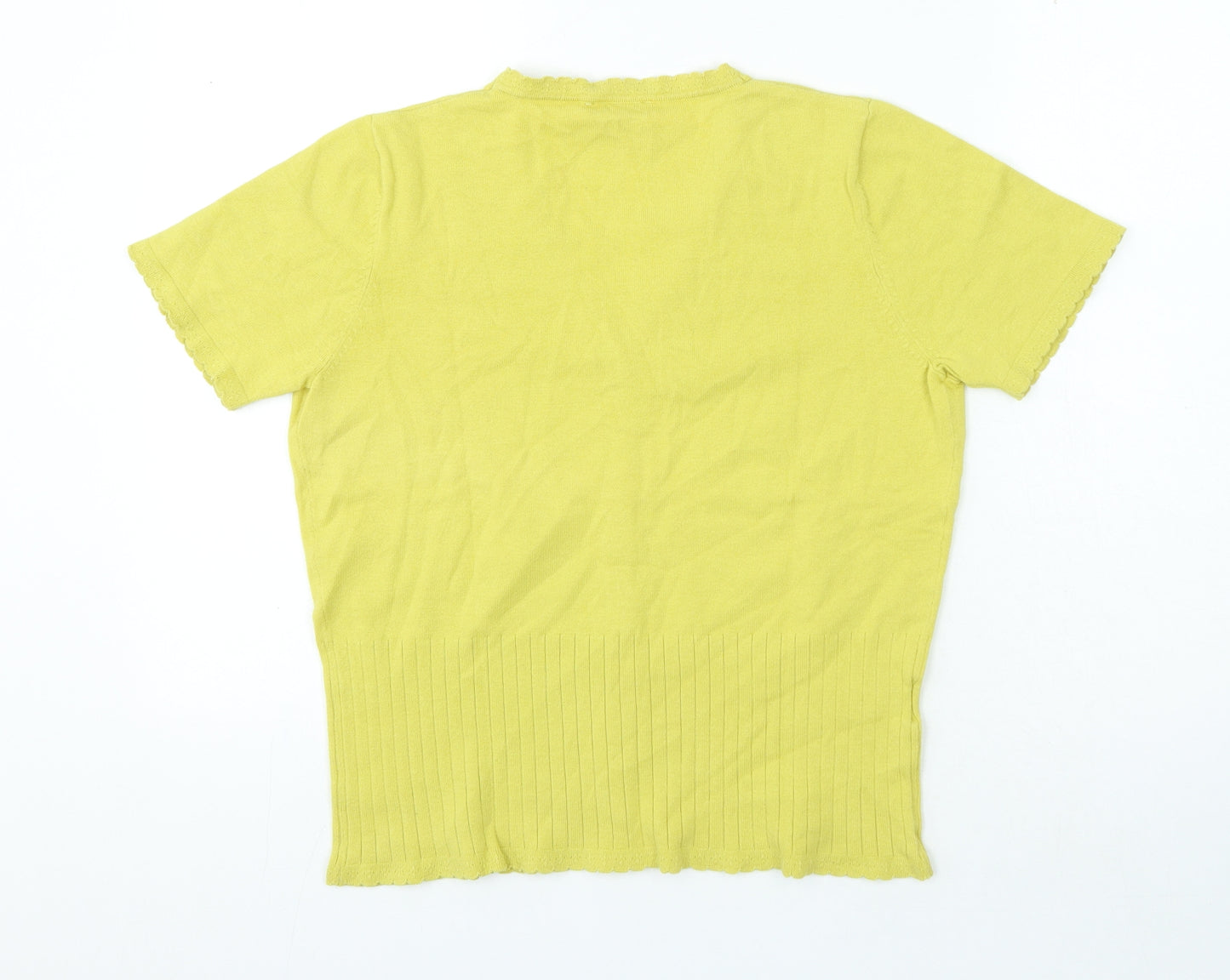 CC Womens Green Cotton Jersey T-Shirt Size M V-Neck