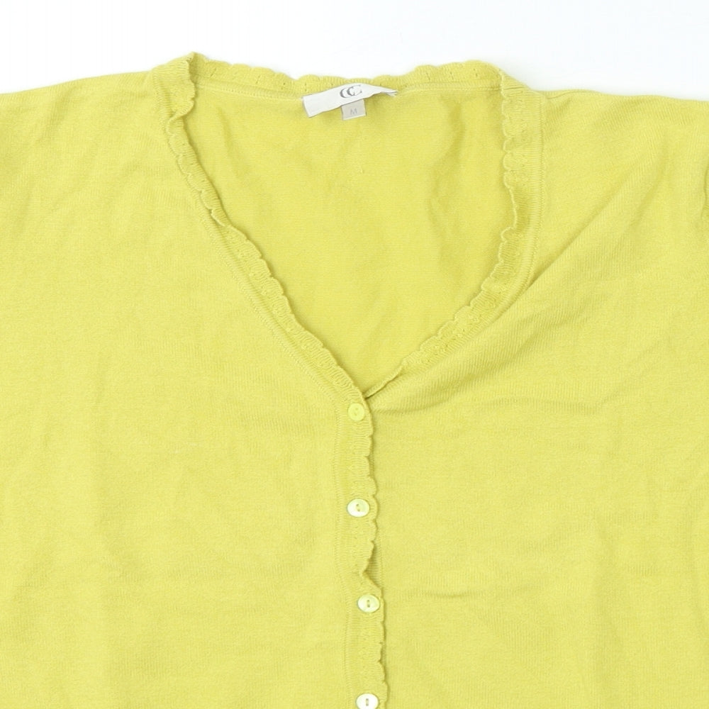 CC Womens Green Cotton Jersey T-Shirt Size M V-Neck