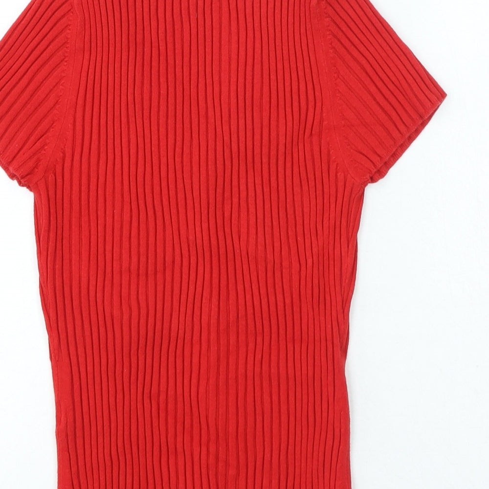 Planet Womens Red Modal Jersey T-Shirt Size M V-Neck