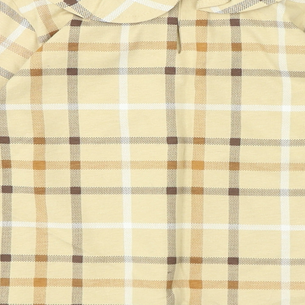 NEXT Girls Beige Plaid 100% Cotton Jersey T-Shirt Size 2-3 Years Round Neck - Frills Bear