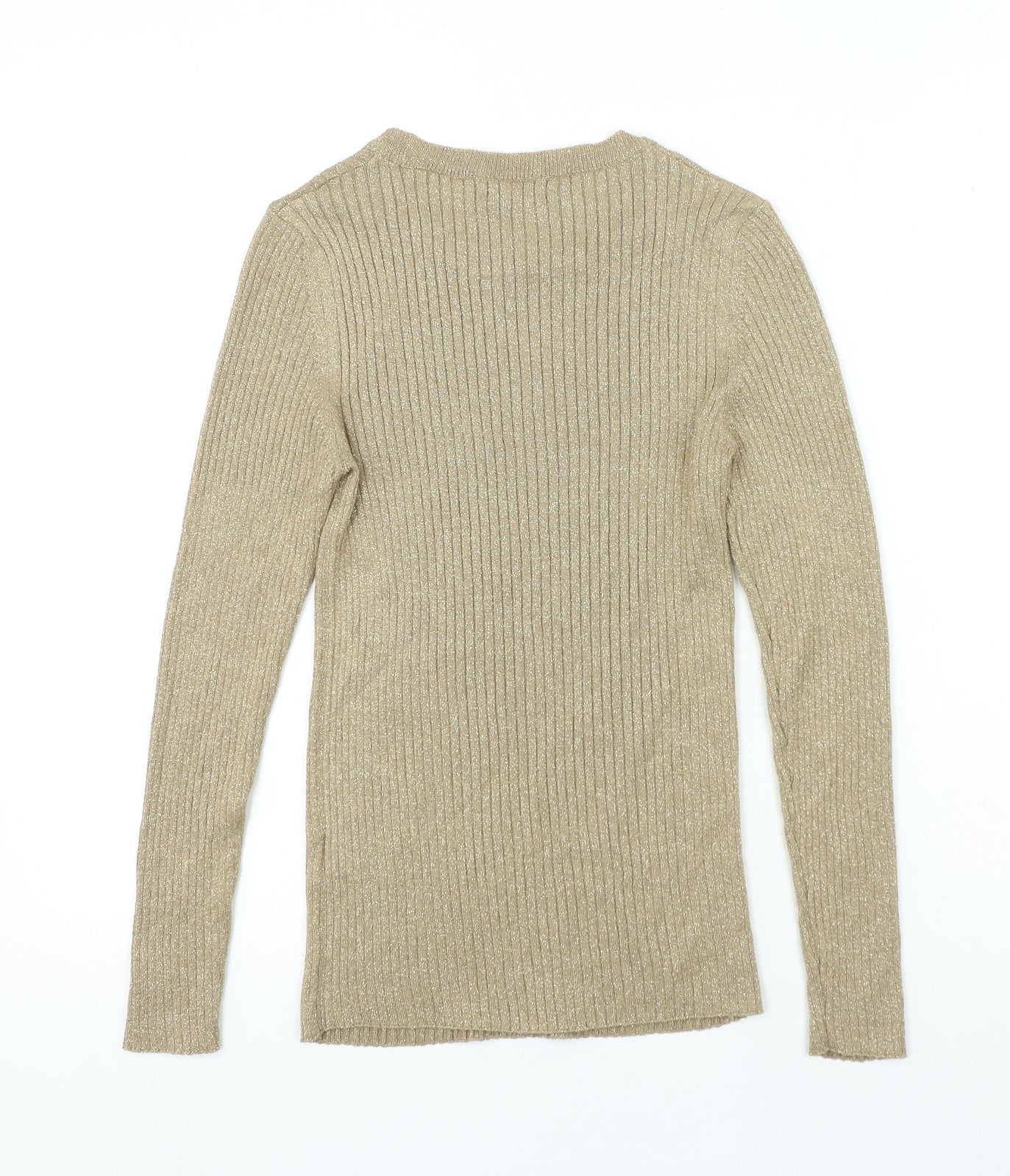 Atmosphere Womens Gold Round Neck Viscose Pullover Jumper Size 8