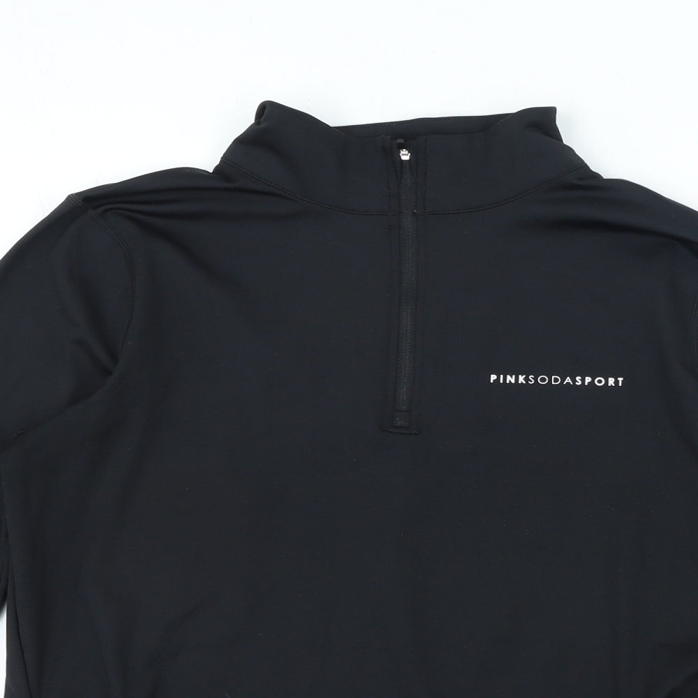 Pink Soda Womens Black Polyester Pullover Casual Size 12 High Neck Zip - Logo