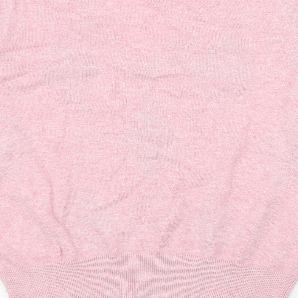 Marks and Spencer Womens Pink Geometric Viscose Jersey T-Shirt Size 14 V-Neck - Diamond Pattern