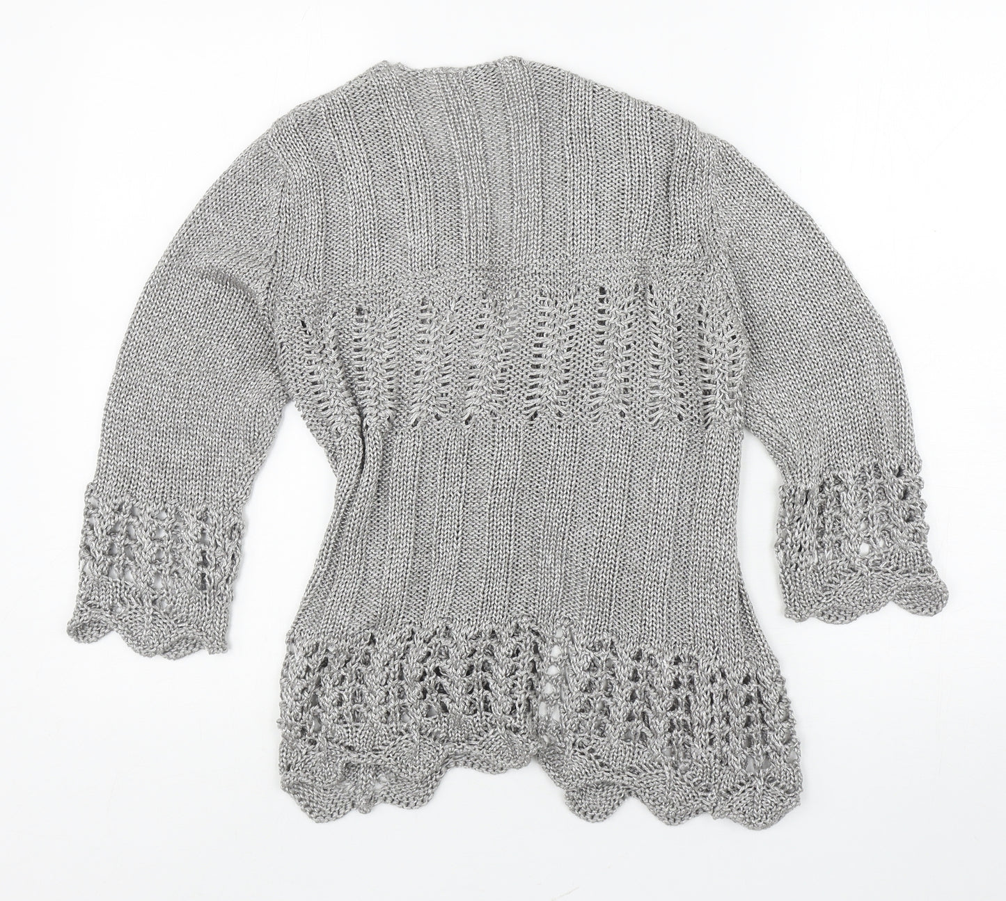 Per Una Womens Silver V-Neck Acrylic Cardigan Jumper Size 12