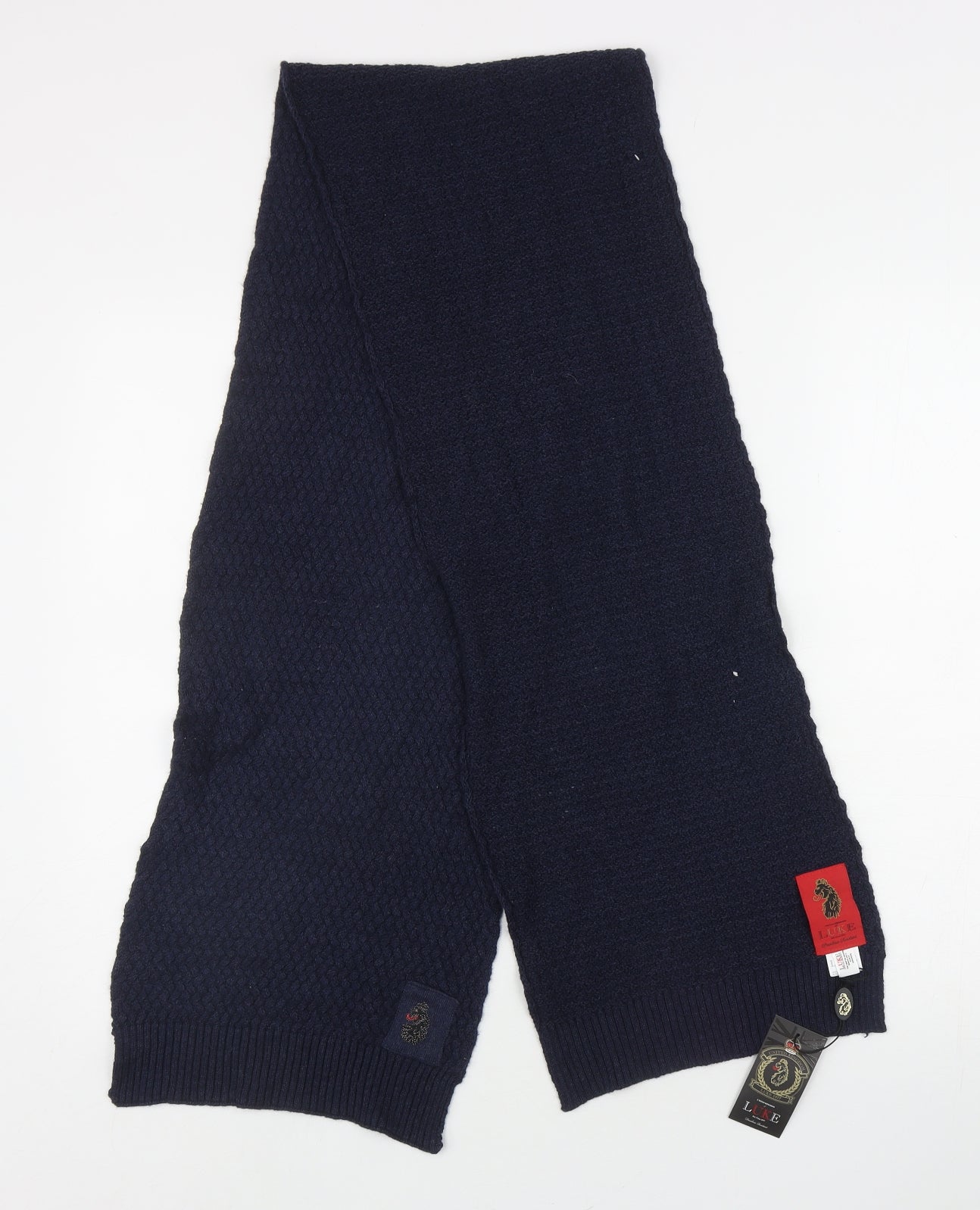 Luke Mens Blue Cotton Rectangle Scarf Scarf Size Regular