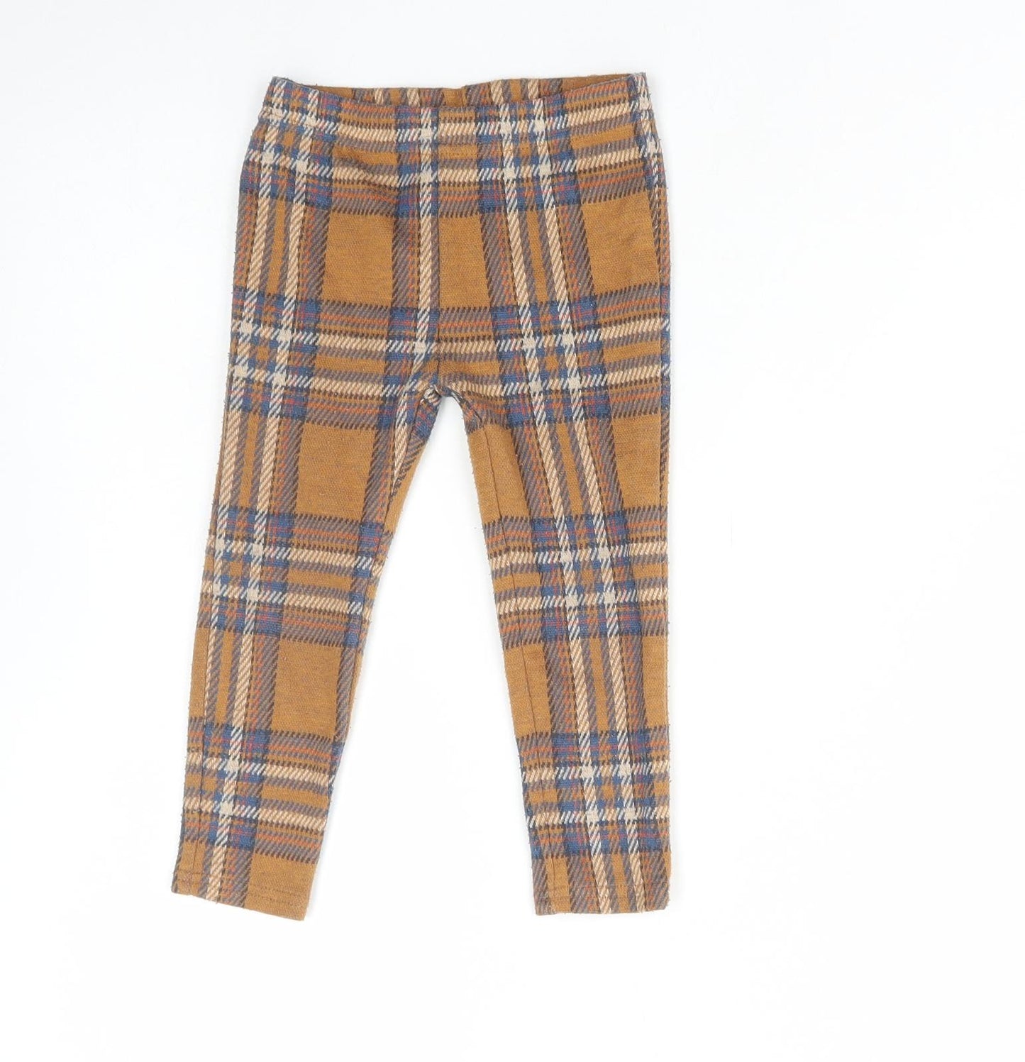 NEXT Girls Multicoloured Plaid Cotton Capri Trousers Size 2-3 Years Regular Pullover - Leggings