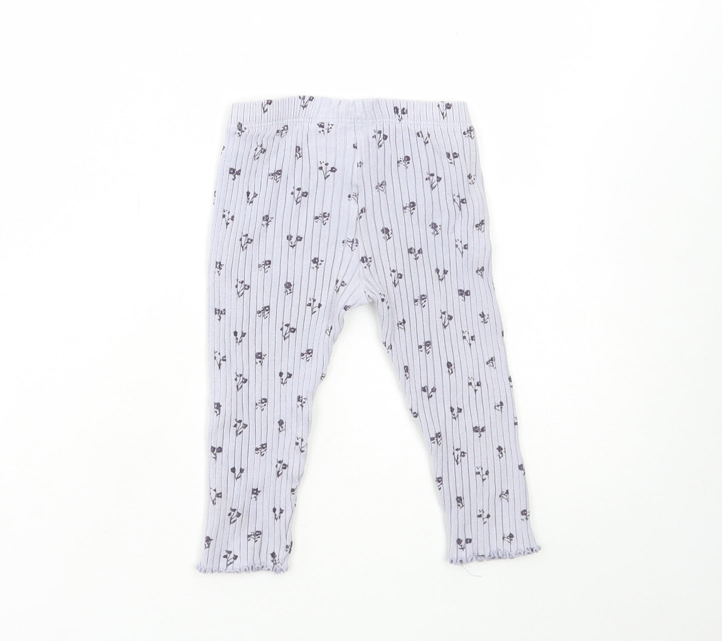 Zara Girls Purple Floral Polyester Jogger Trousers Size 2-3 Years Regular Pullover - Ribbed, Leggings