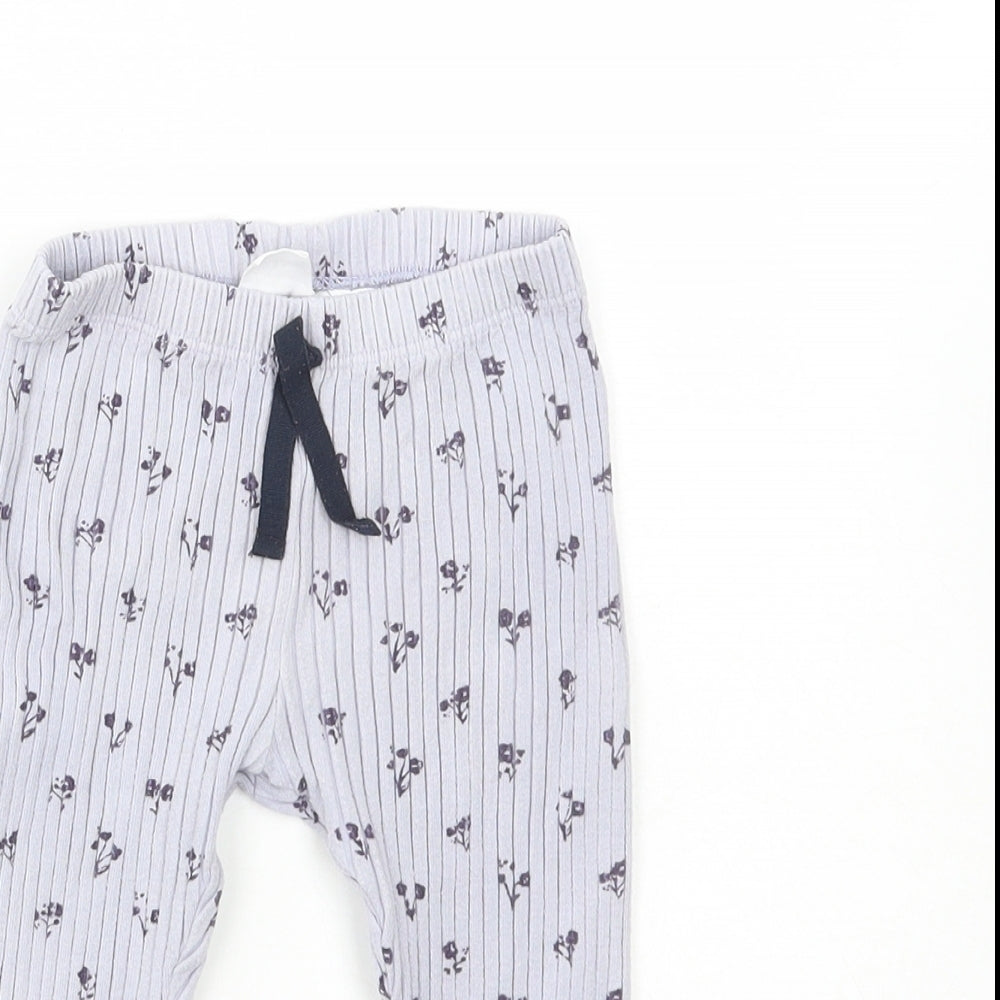 Zara Girls Purple Floral Polyester Jogger Trousers Size 2-3 Years Regular Pullover - Ribbed, Leggings