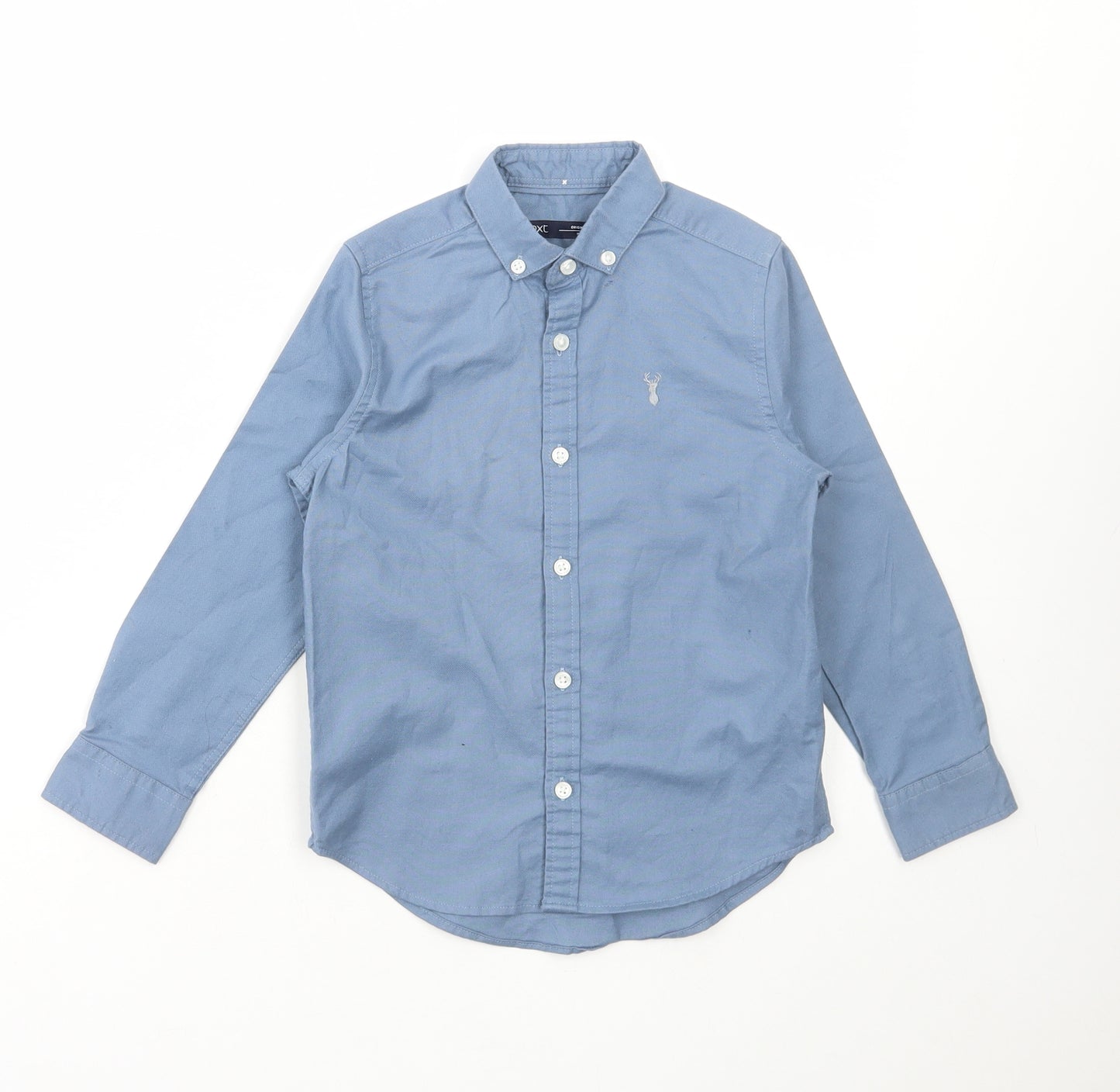 NEXT Boys Blue Cotton Basic Button-Up Size 5 Years Collared Button