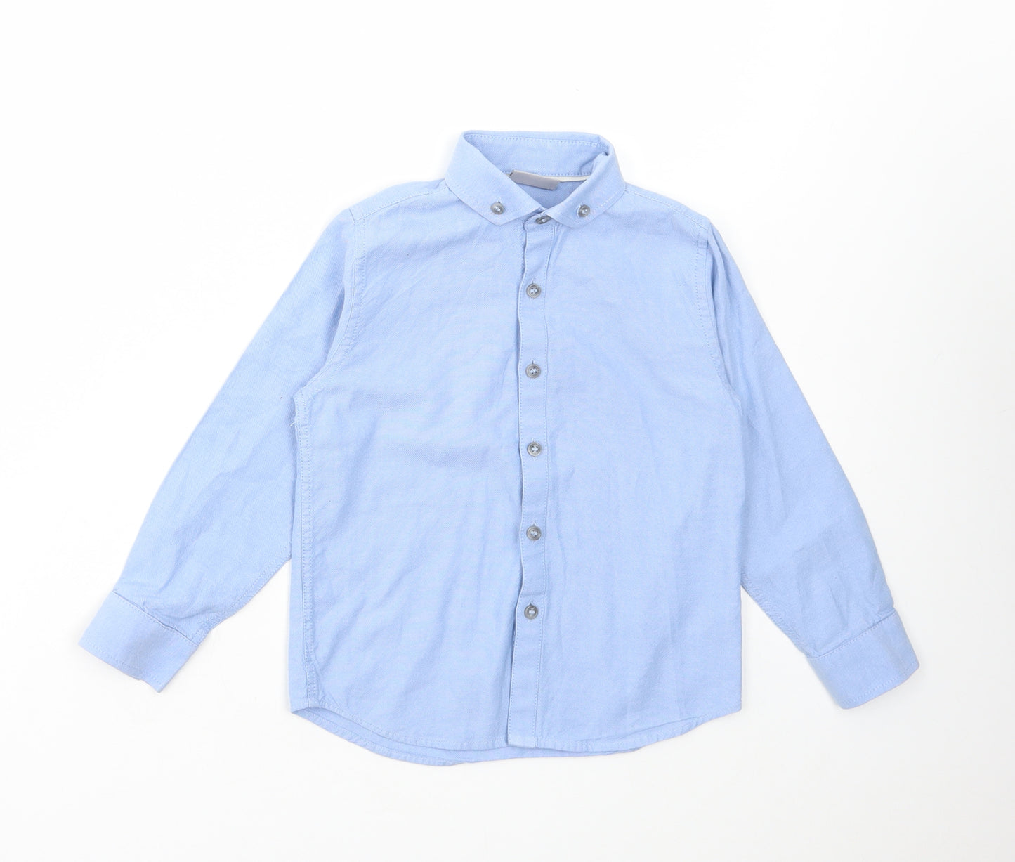 NEXT Boys Blue Cotton Basic Button-Up Size 5 Years Collared Button