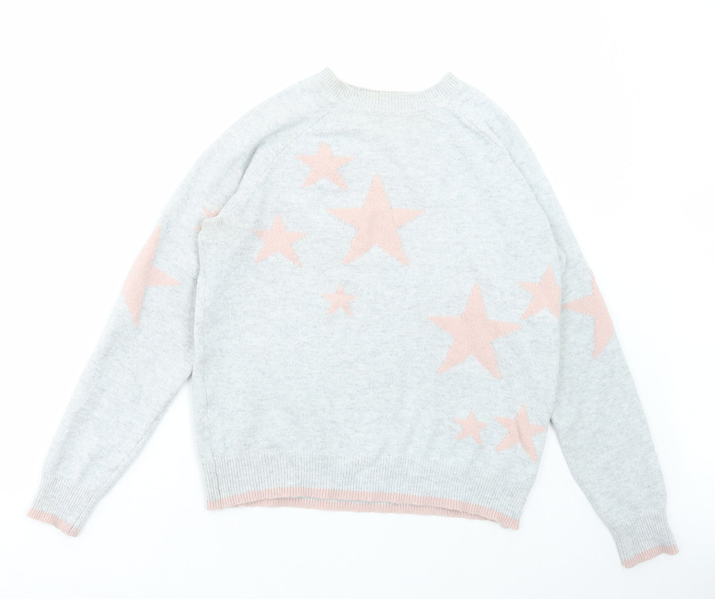 Matalan Womens Grey Round Neck Polyester Pullover Jumper Size M - Stars