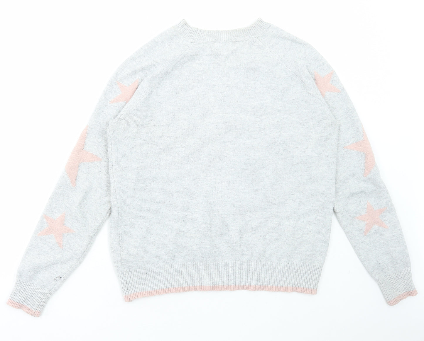 Matalan Womens Grey Round Neck Polyester Pullover Jumper Size M - Stars