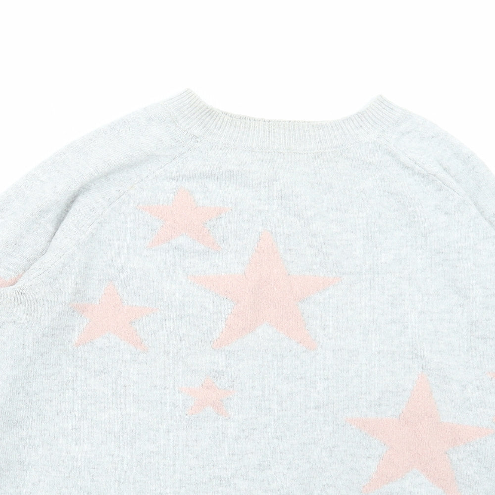 Matalan Womens Grey Round Neck Polyester Pullover Jumper Size M - Stars