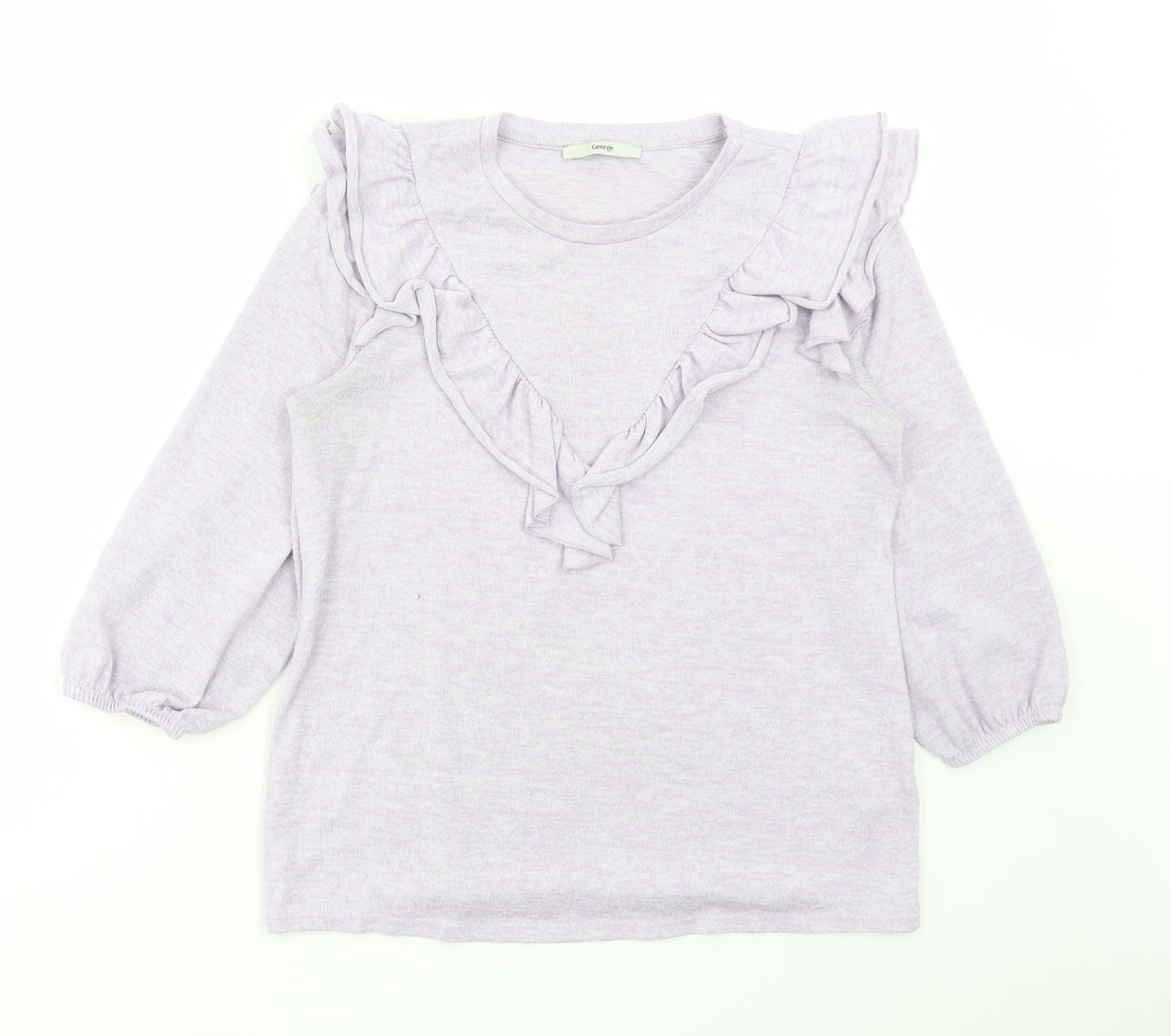 George Womens Purple Polyester Basic T-Shirt Size S Round Neck