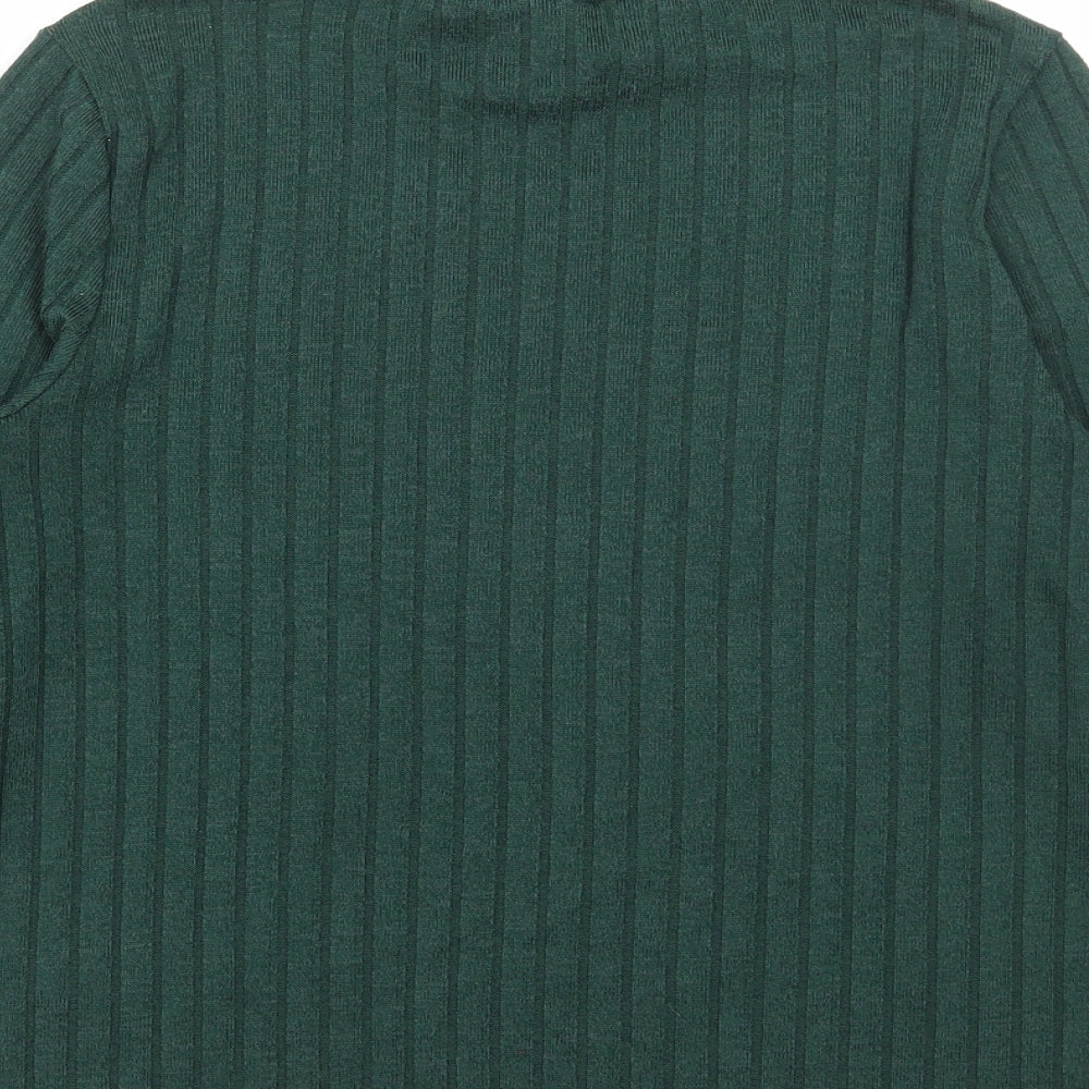 F&F Womens Green Polyester Basic T-Shirt Size 12 High Neck - Ribbed