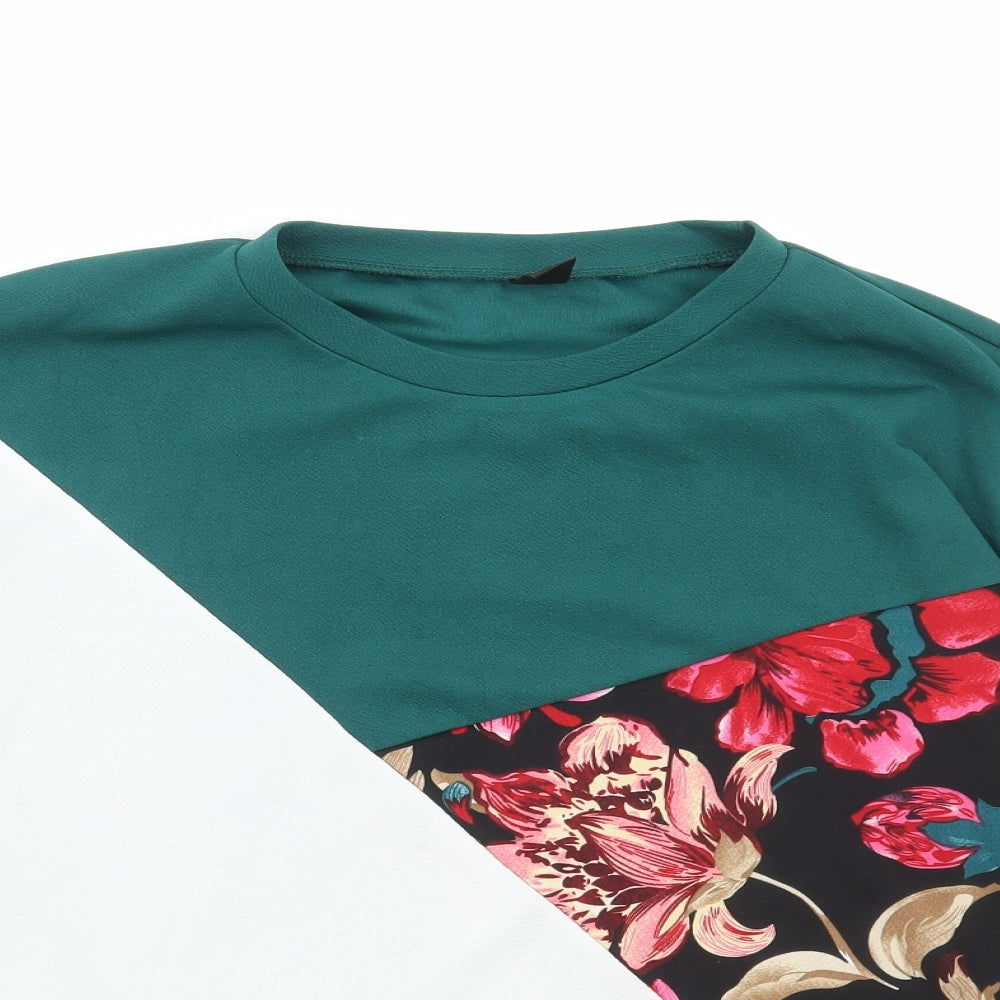 SheIn Womens Multicoloured Floral Polyester Pullover Sweatshirt Size L Pullover