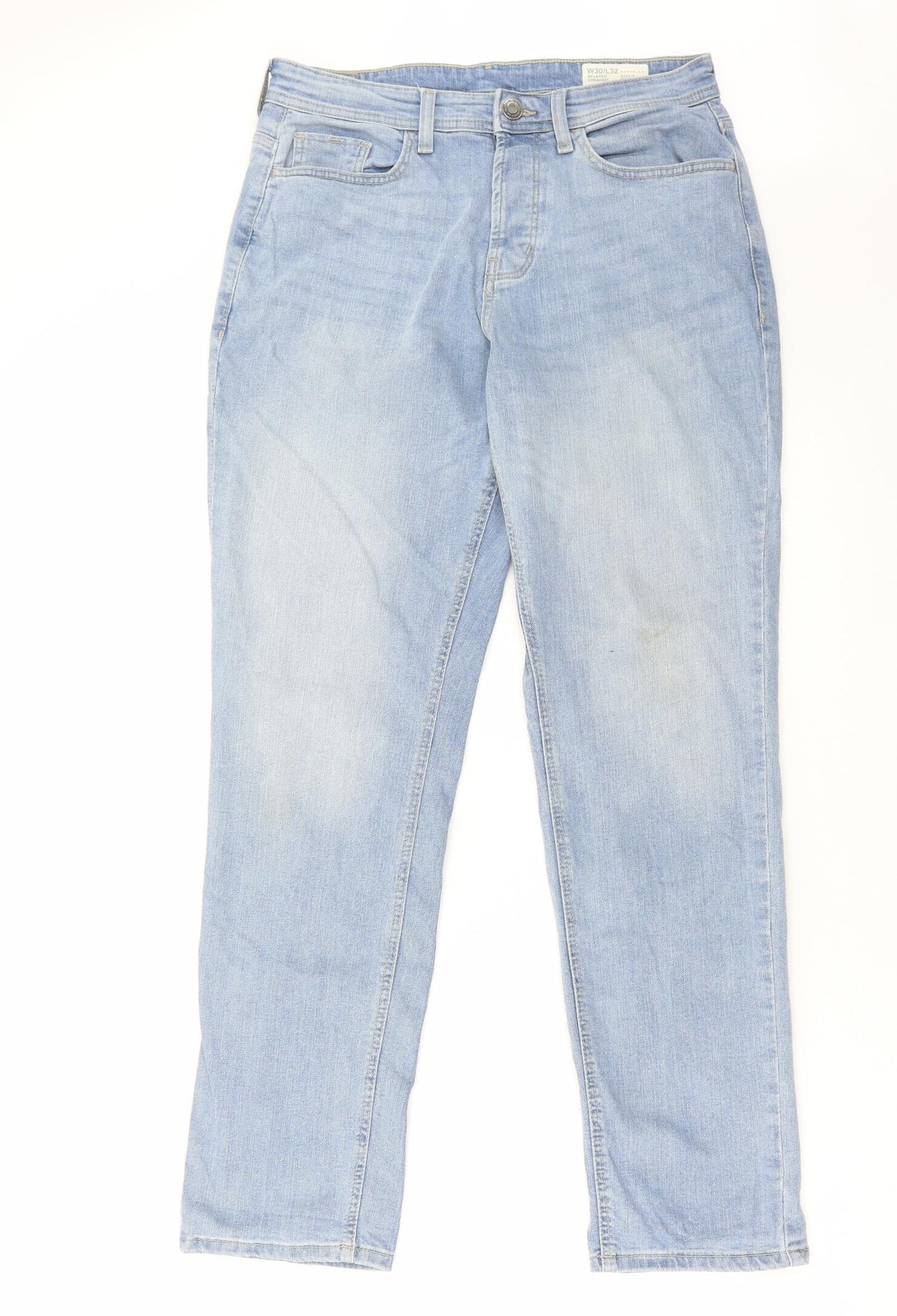 Denim & Co. Mens Blue Cotton Straight Jeans Size 30 in L36 in Regular Zip