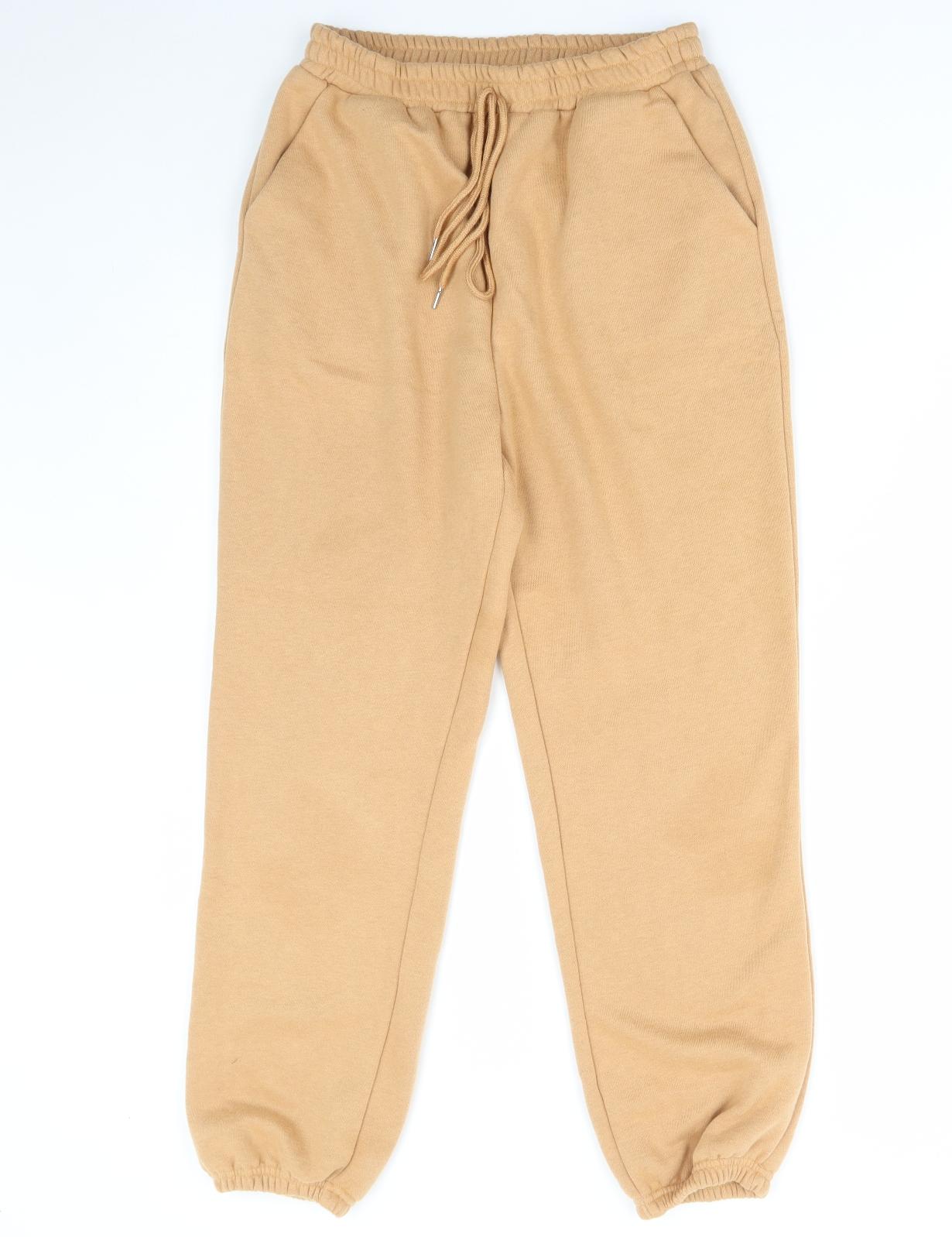 SheIn Womens Orange Cotton Jogger Trousers Size S L27 in Regular Drawstring
