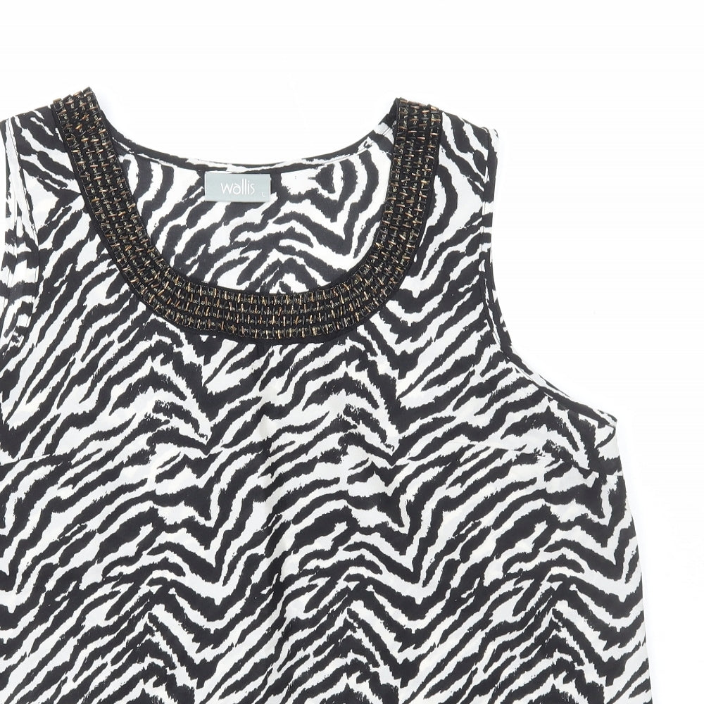 Wallis Womens Multicoloured Animal Print Polyester Basic Tank Size L Round Neck - Zebra Print