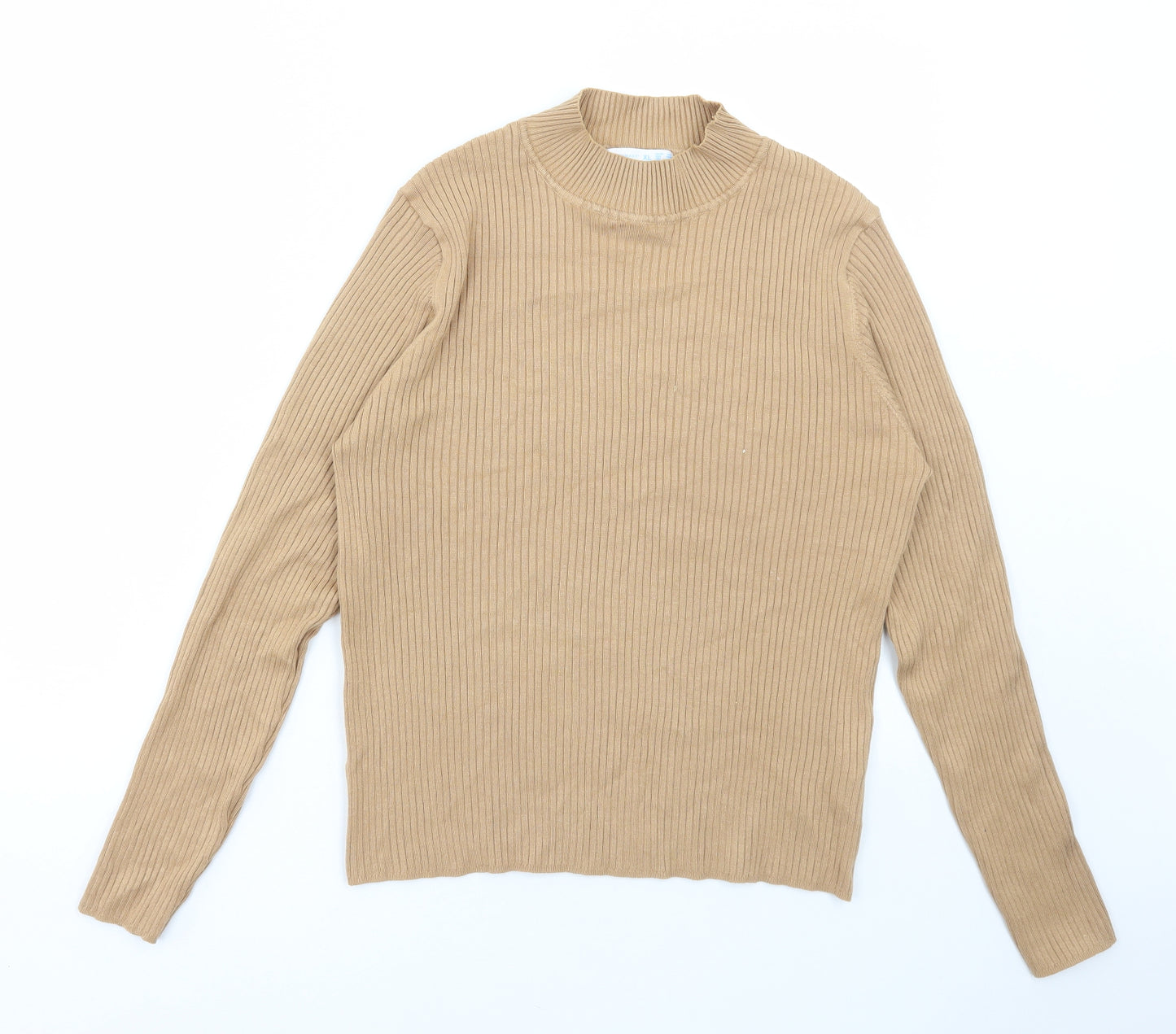 Primark Womens Beige High Neck Viscose Pullover Jumper Size XL - Ribbed