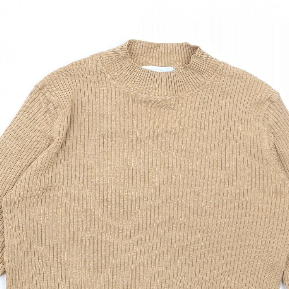 Primark Womens Beige High Neck Viscose Pullover Jumper Size XL - Ribbed