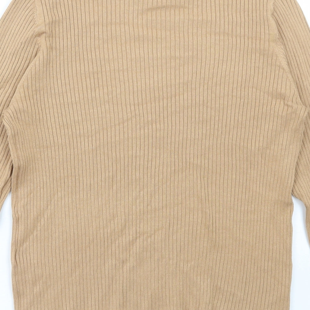Primark Womens Beige High Neck Viscose Pullover Jumper Size XL - Ribbed
