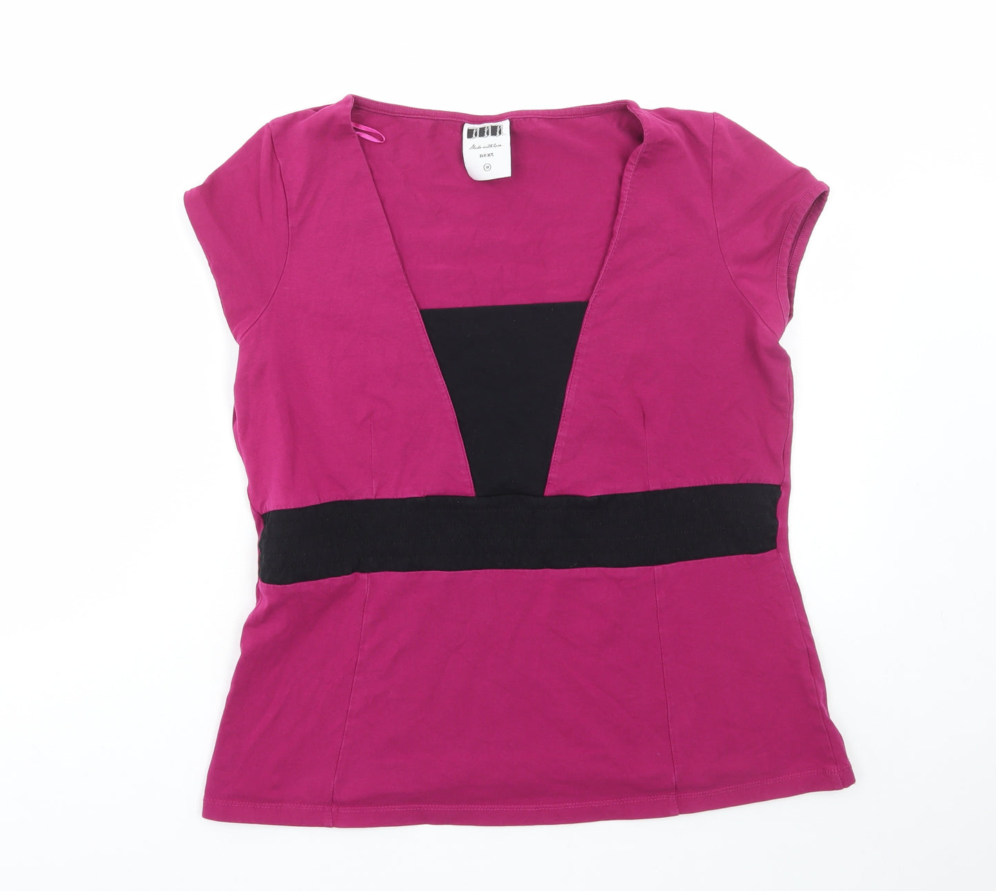 NEXT Womens Purple Cotton Basic T-Shirt Size 18 V-Neck