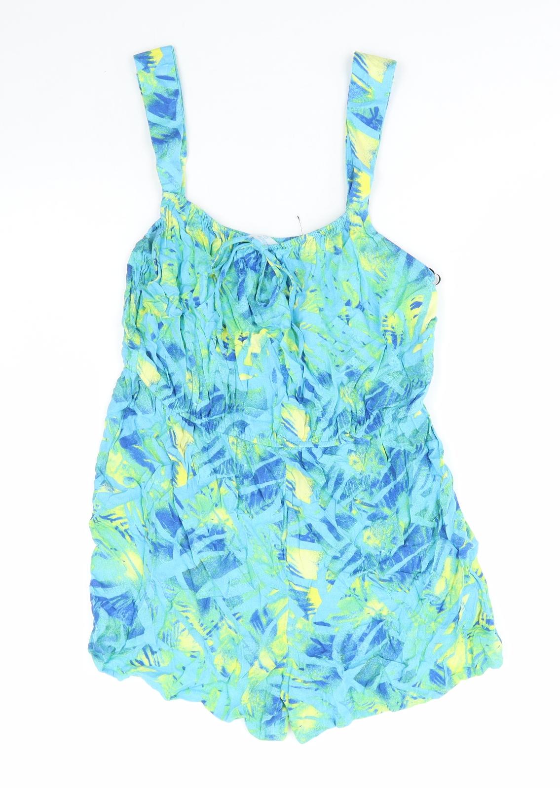 Primark Womens Multicoloured Geometric Viscose Playsuit One-Piece Size 16 Pullover