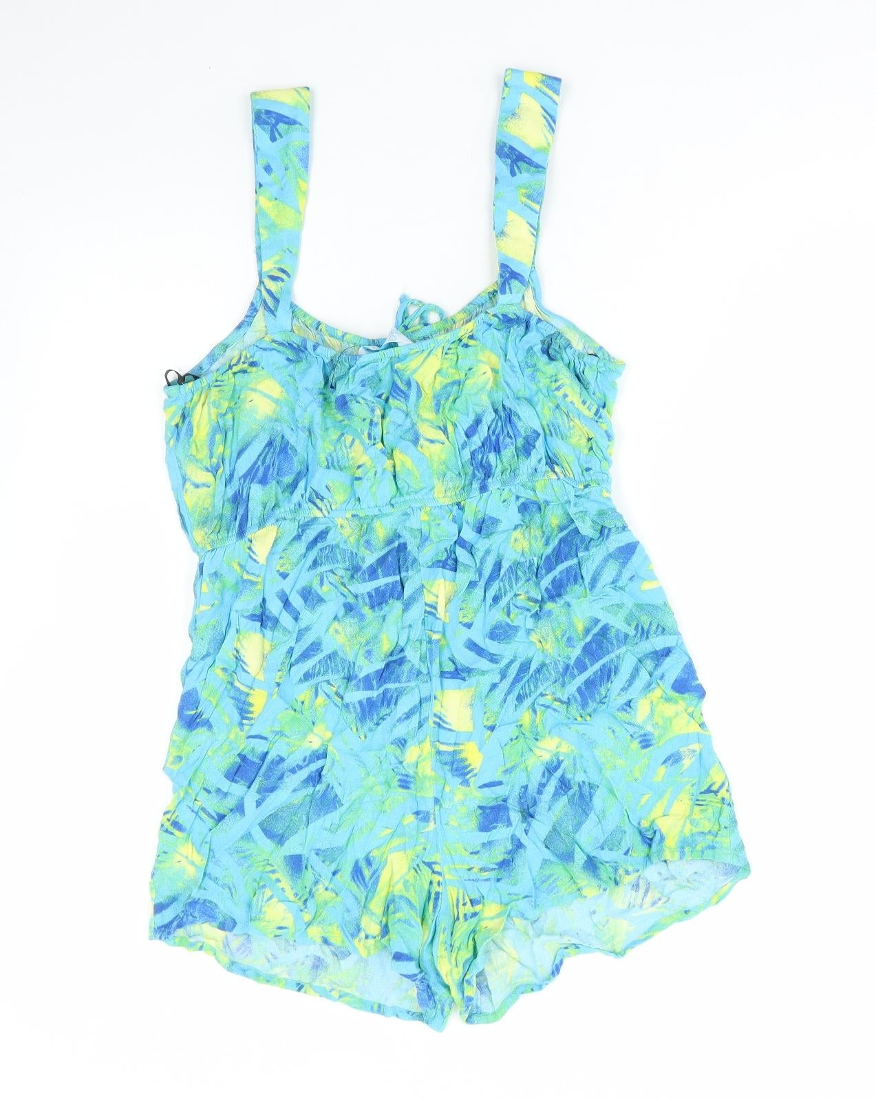 Primark Womens Multicoloured Geometric Viscose Playsuit One-Piece Size 16 Pullover