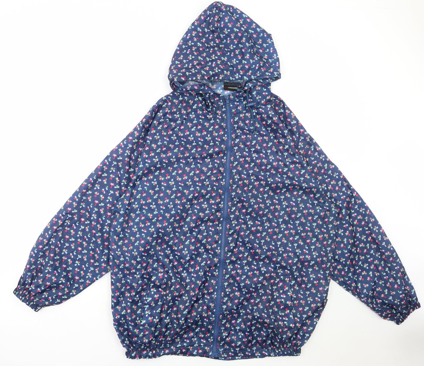 Proclimate Womens Blue Geometric Rain Coat Jacket Size XL Zip