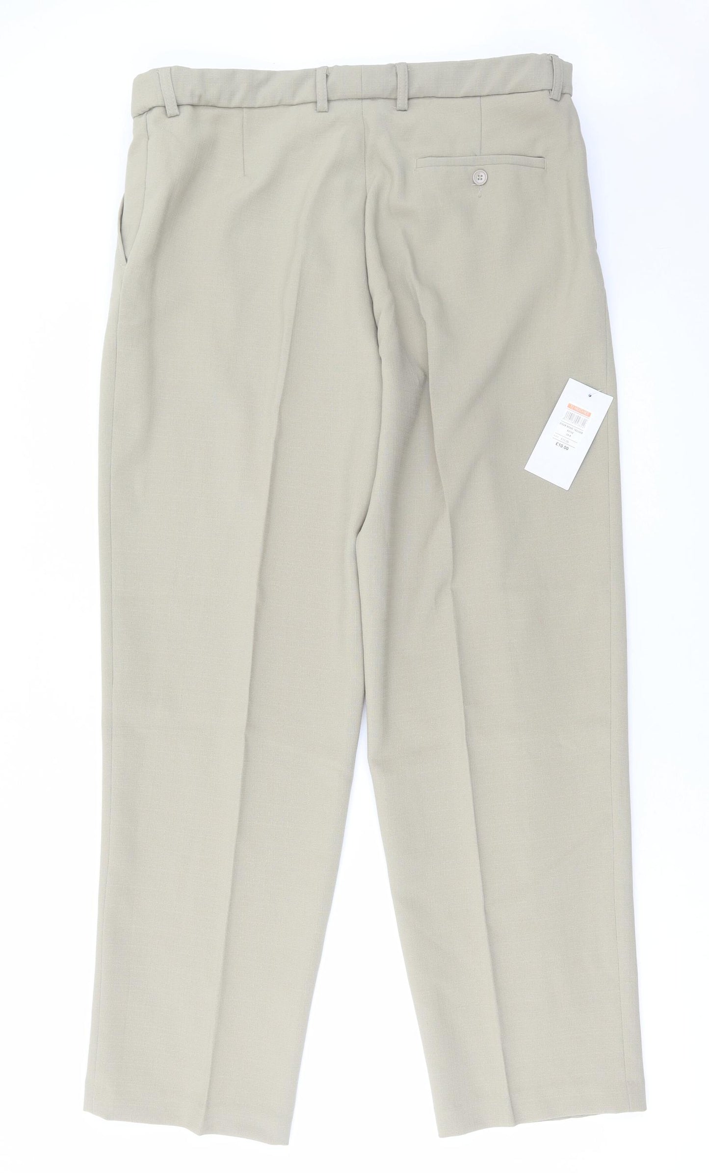 Carabou Mens Beige Polyester Trousers Size 38 in L31 in Regular Zip
