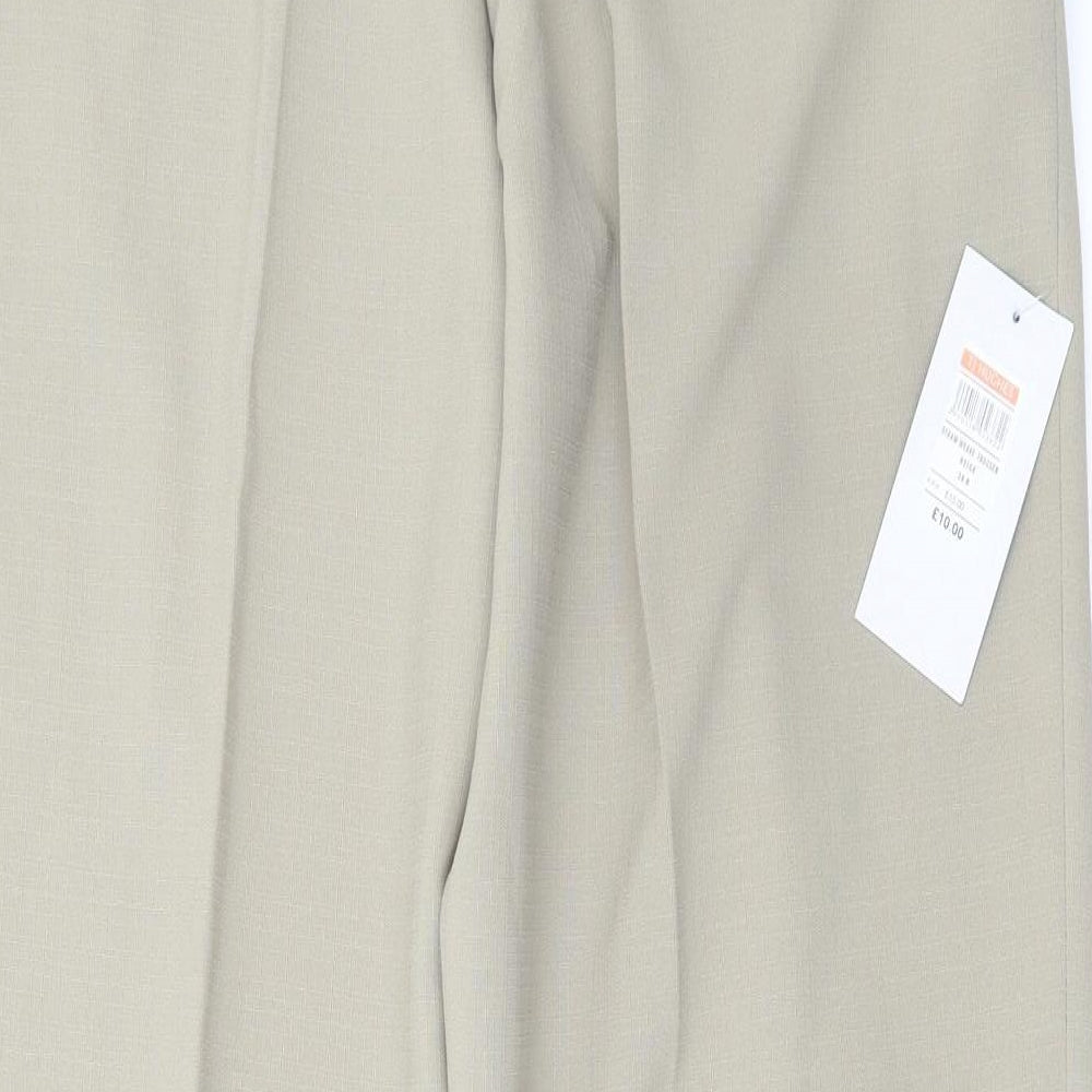 Carabou Mens Beige Polyester Trousers Size 38 in L31 in Regular Zip