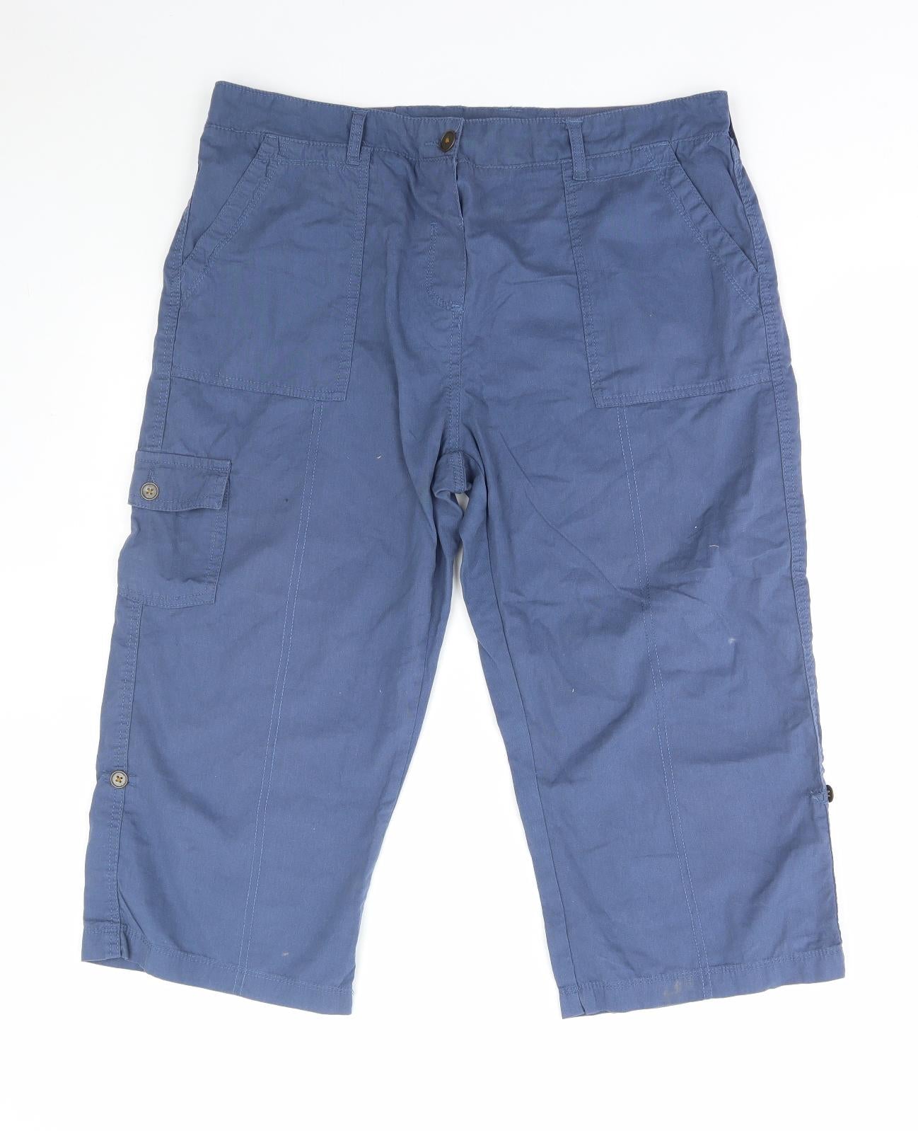 ARISTA Womens Blue Cotton Cargo Shorts Size 16 L20 in Regular Drawstring