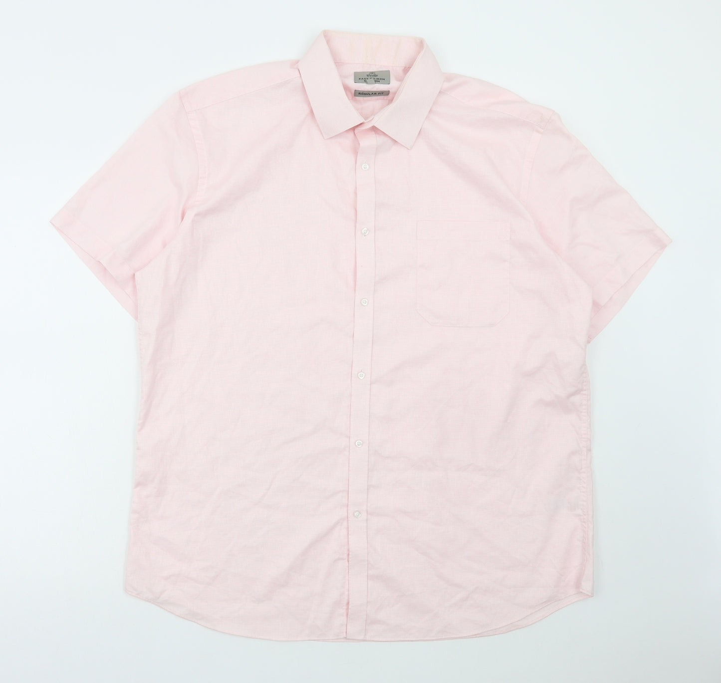 Matalan Mens Pink Check Cotton Button-Up Size 17.5 Collared Button