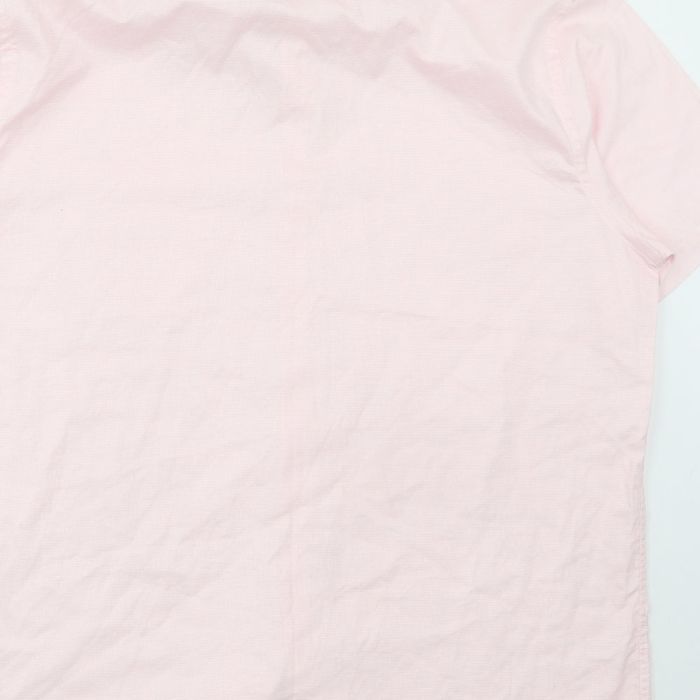 Matalan Mens Pink Check Cotton Button-Up Size 17.5 Collared Button