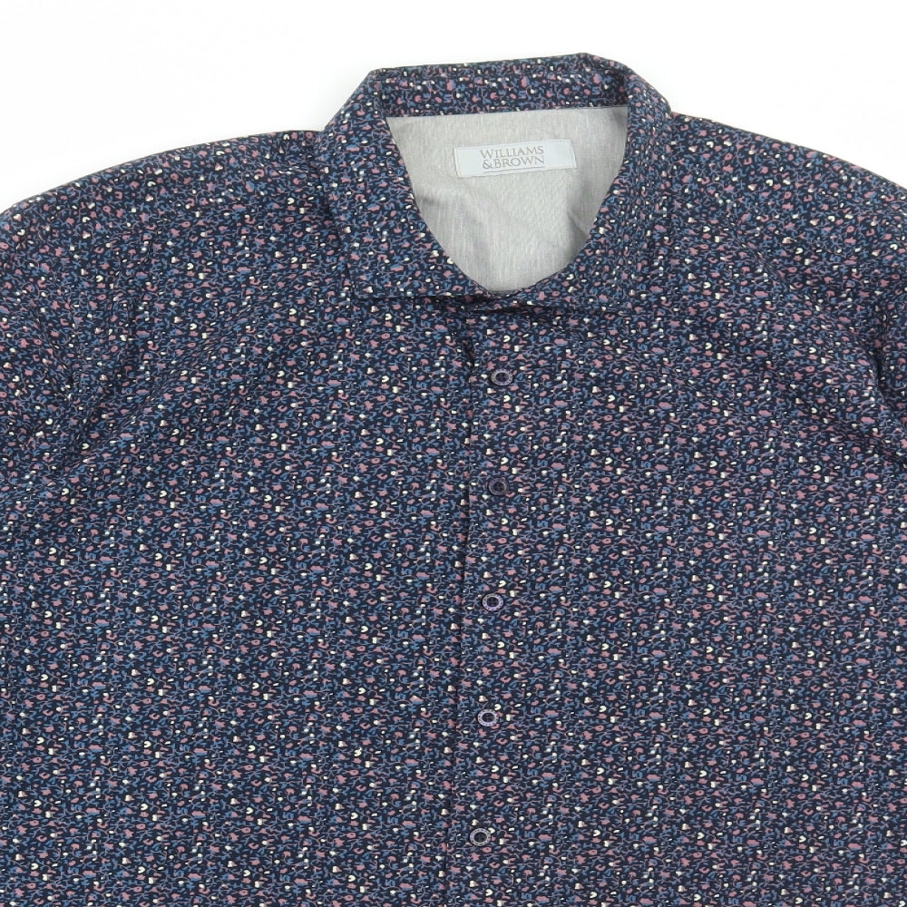 Williams & Brown Mens Multicoloured Floral Cotton Button-Up Size XL Collared Button