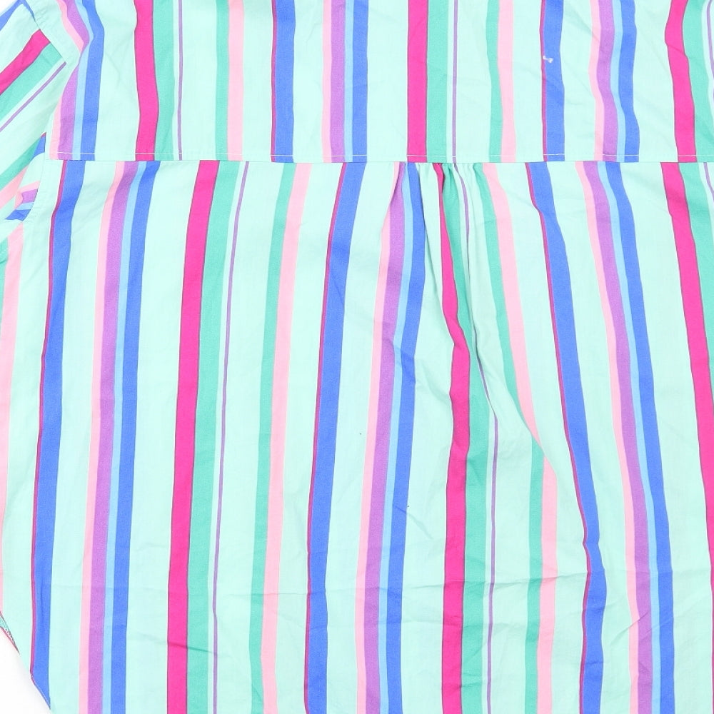 Primark Womens Multicoloured Striped Cotton Basic Button-Up Size M Collared