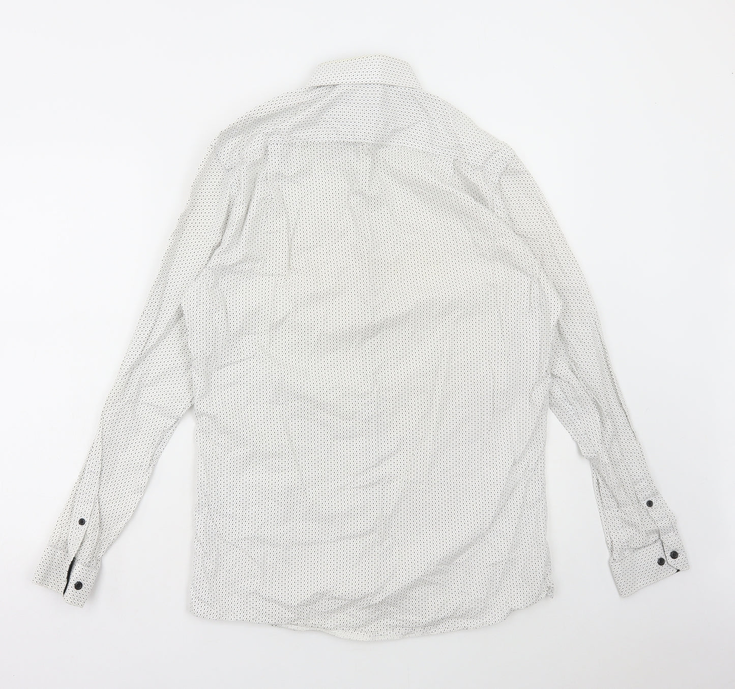 Cedar Wood State Mens White Polka Dot Cotton Button-Up Size 15.5 Collared Button