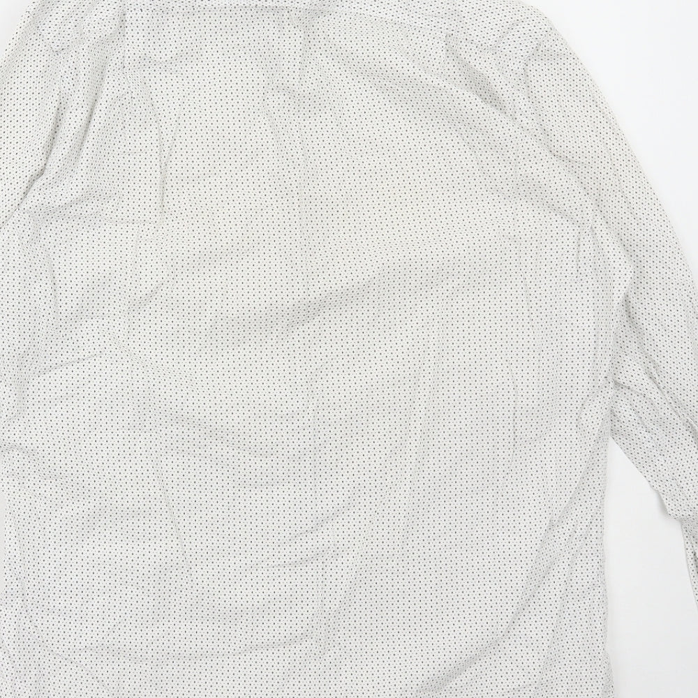 Cedar Wood State Mens White Polka Dot Cotton Button-Up Size 15.5 Collared Button