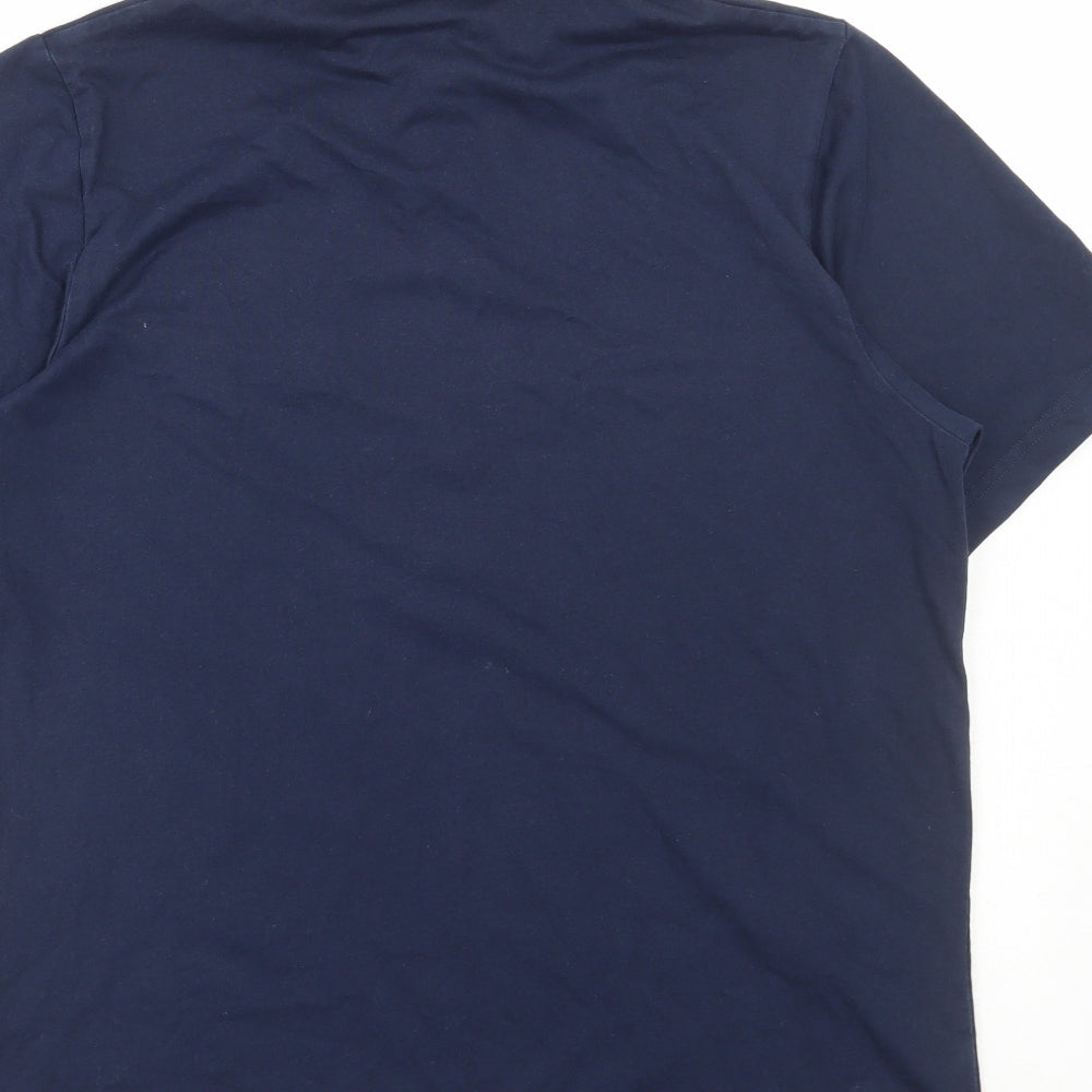 Lyle & Scott Mens Blue Cotton Polo Size L Collared Button