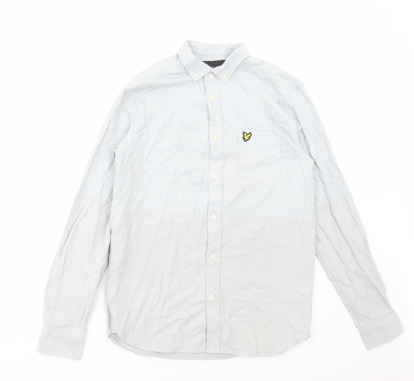 Lyle & Scott Mens Grey Cotton Button-Up Size S Collared Button