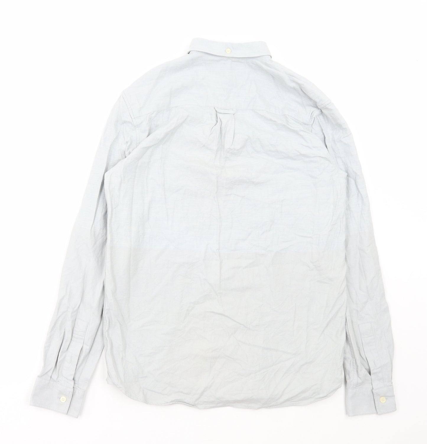 Lyle & Scott Mens Grey Cotton Button-Up Size S Collared Button